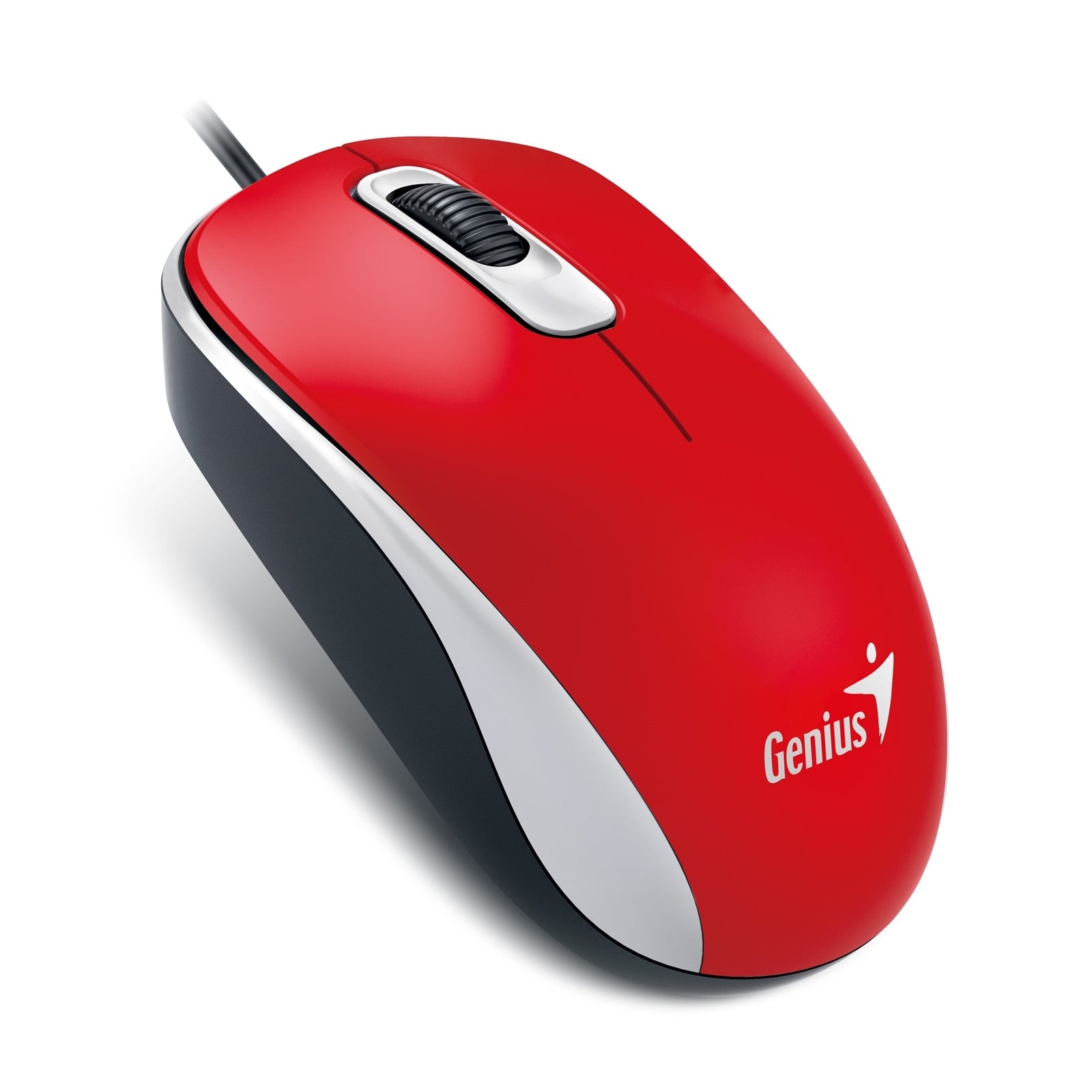 Genius DX-110 Wired USB Plug and Play Mouse, 1000 DPI Optical Tracking, 3 Button with Scroll Wheel, Ambidextrous Design with 1.5m Cable, Red