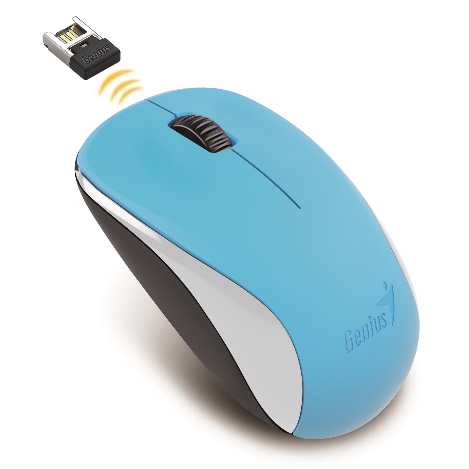 Genius NX-7000 Wireless Mouse, 2.4 GHz with USB Pico Receiver, Adjustable DPI levels up to 1200 DPI, 3 Button with Scroll Wheel, Ambidextrous Design, Blue