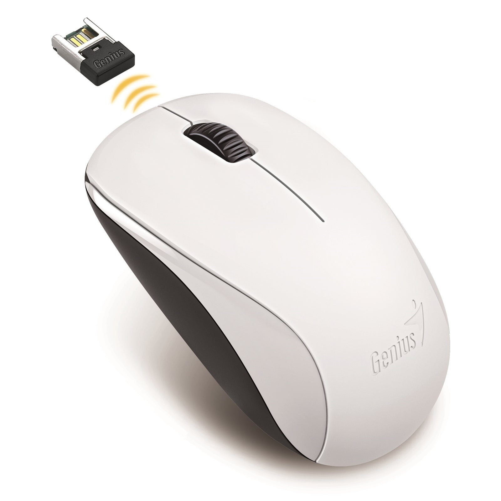 Genius NX-7000 Wireless Mouse, 2.4 GHz with USB Pico Receiver, Adjustable DPI levels up to 1200 DPI, 3 Button with Scroll Wheel, Ambidextrous Design, White