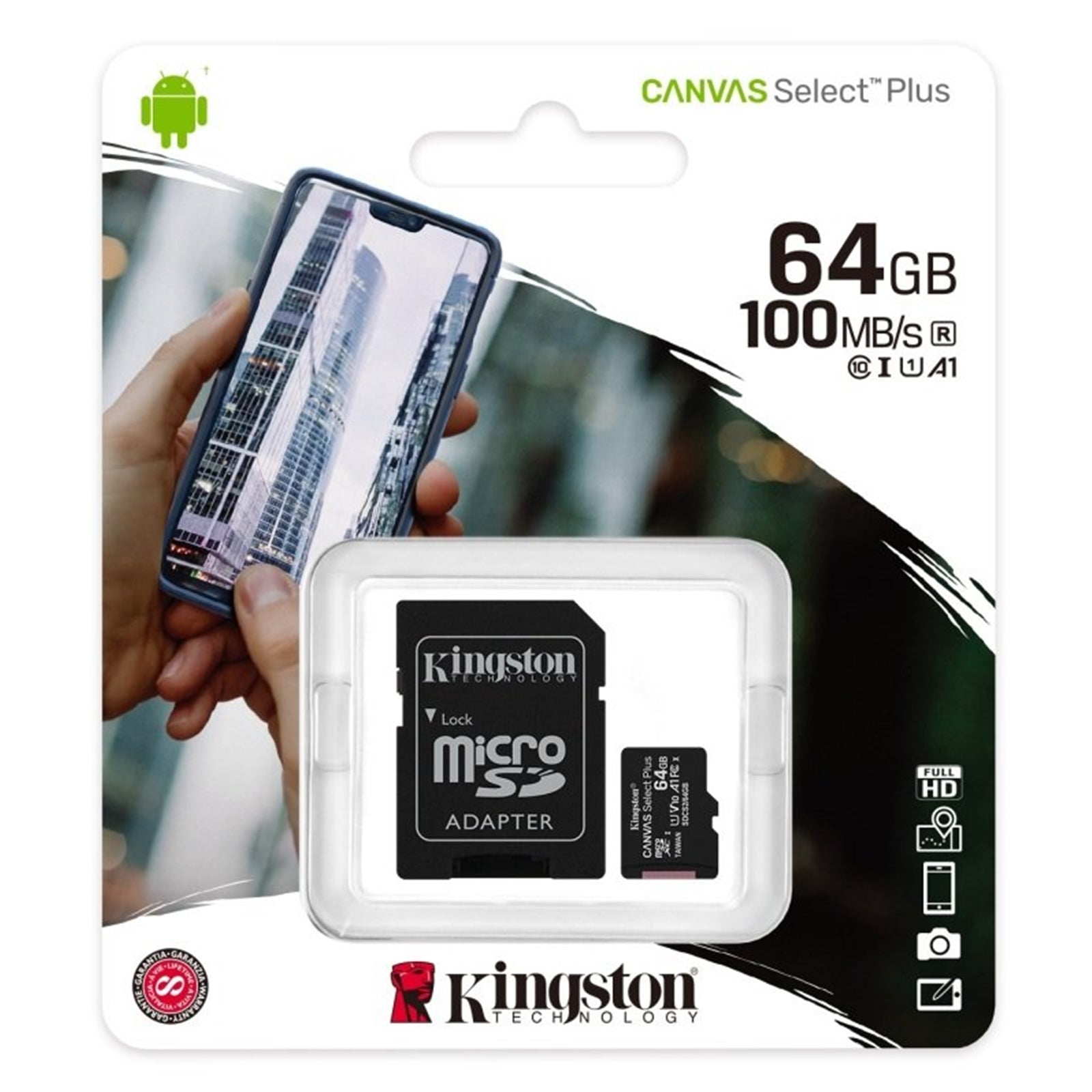 Kingston Canvas Select Plus 64GB Micro SD UHS-I (U1) Flash Card with Adapter