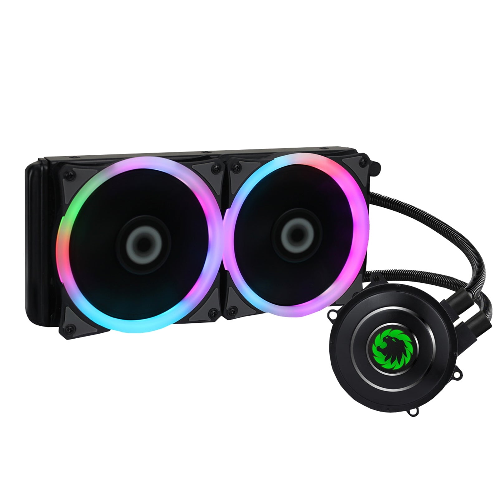 GameMax Iceburg 240mm ARGB Liquid AIO CPU Cooler with Double 120mm Fans, PWM Control, and RGB Lighting - Compatible with Intel and AMD
