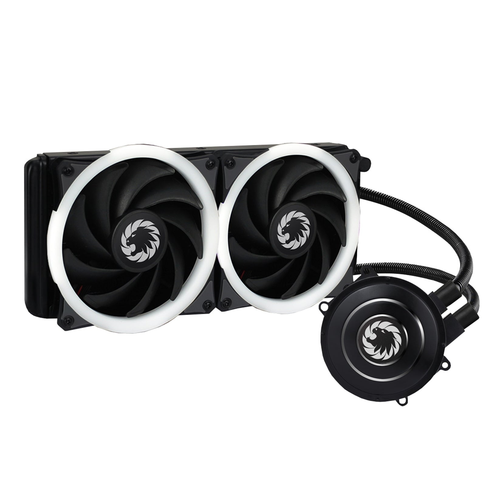 GameMax Iceburg 240mm ARGB Liquid AIO CPU Cooler with Double 120mm Fans, PWM Control, and RGB Lighting - Compatible with Intel and AMD