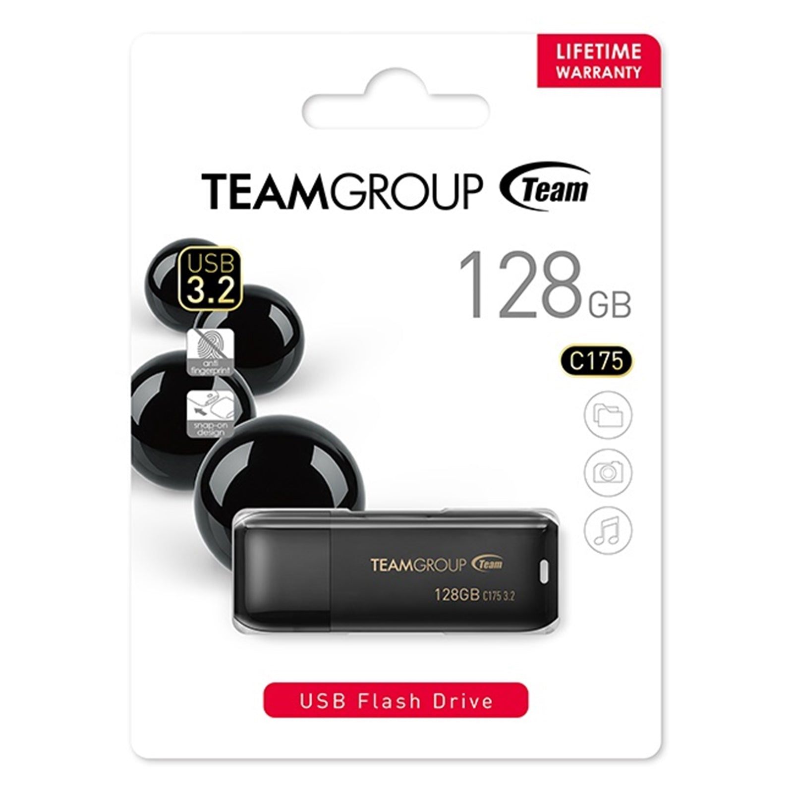 Team C175 128GB USB 3.2 Black USB Flash Drive