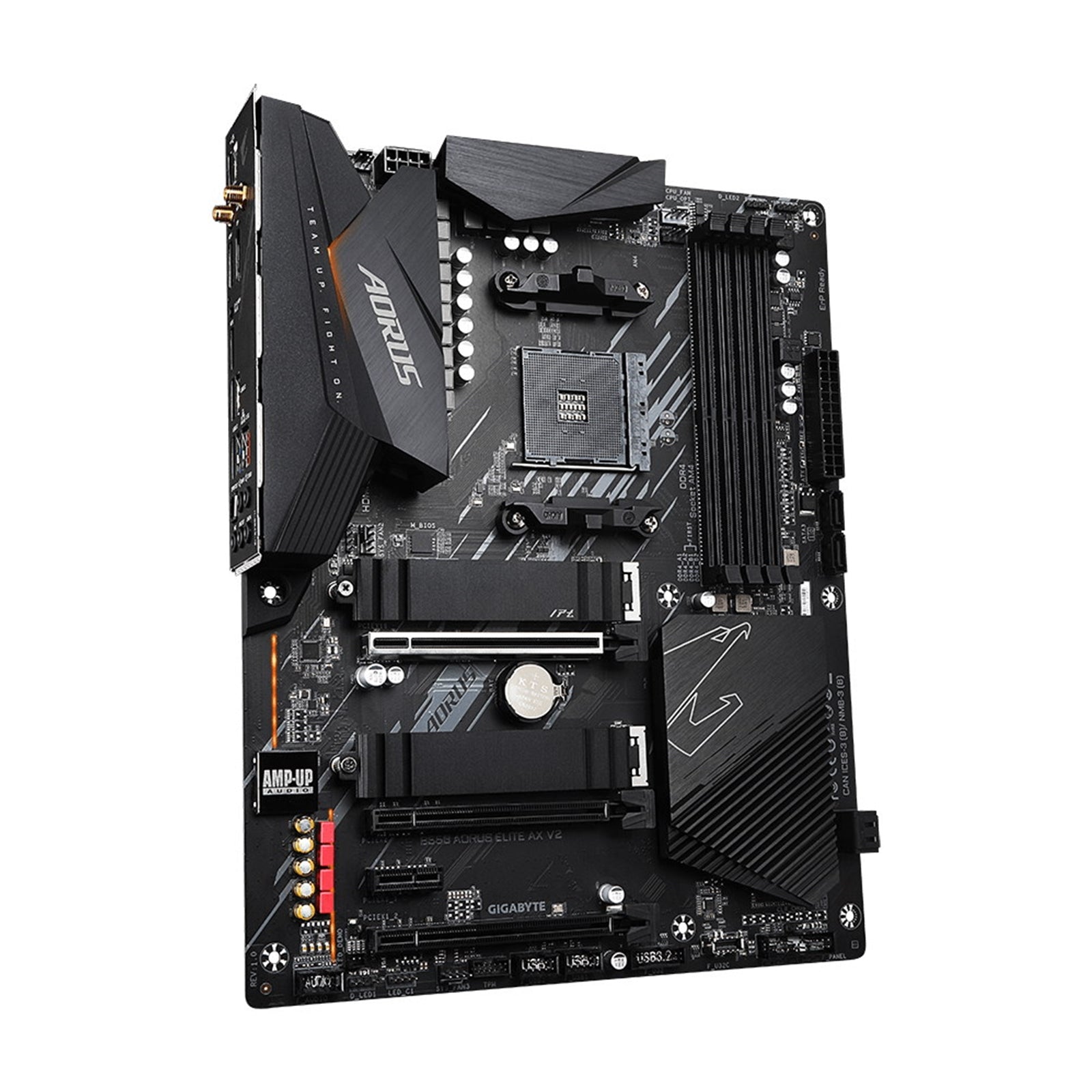 Gigabyte B550 AORUS ELITE AX V2 AMD AM4 Socket Motherboard, ATX, 4x DDR4 Slots, 2x M.2 Sockets, 1x USB-C Port, Fitted I/O Shield, 2.5GbE LAN, Wi-Fi 6E, 1x DisplayPort / 1x HDMI Port