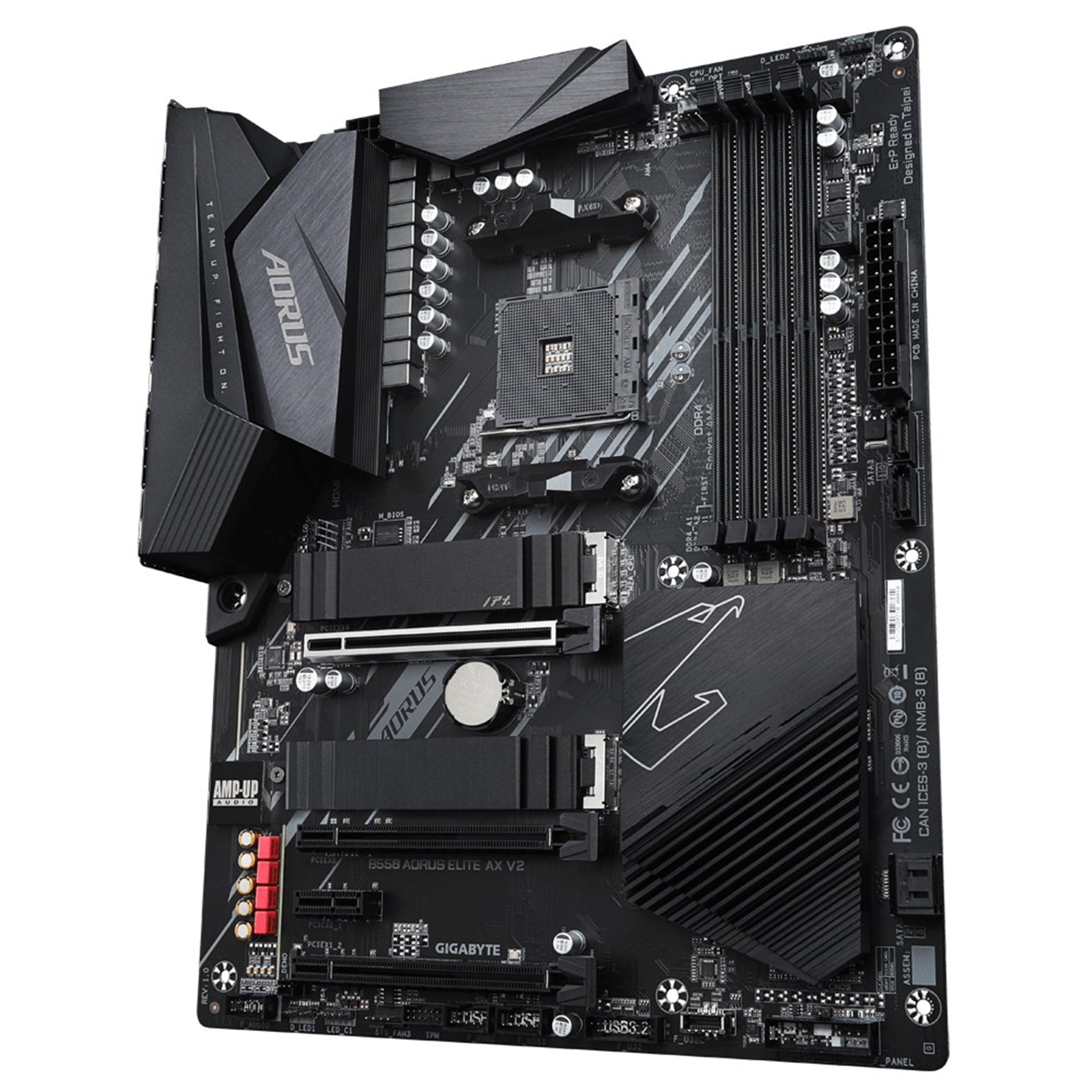 Gigabyte B550 AORUS ELITE AX V2 AMD AM4 Socket Motherboard, ATX, 4x DDR4 Slots, 2x M.2 Sockets, 1x USB-C Port, Fitted I/O Shield, 2.5GbE LAN, Wi-Fi 6E, 1x DisplayPort / 1x HDMI Port