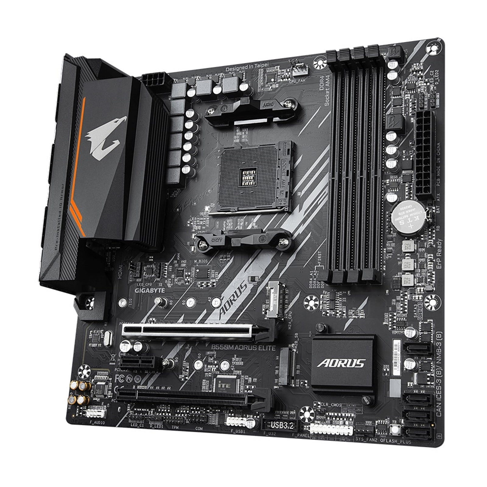 Gigabyte B550M AORUS ELITE Ultra Durable AMD AM4 Socket Motherboard, Micro-ATX, 4x DDR4 Slots, 2x M.2 Sockets, Fitted I/O Shield, GbE LAN, 1x DVI-D / 1x HDMI Port