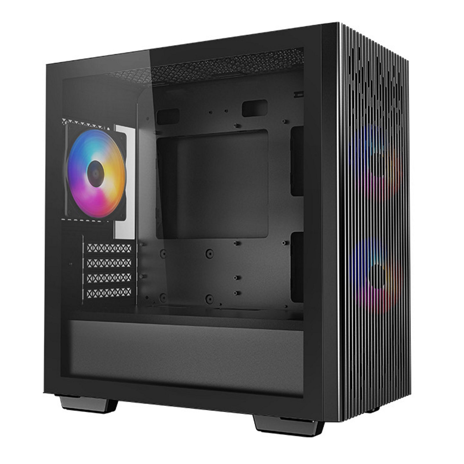 DeepCool MATREXX 40 3FS Case, Gaming, Black, Micro Tower, 1 x USB 3.0 / 1 x USB 2.0, Tempered Glass Side Window Panel, Mesh Front Panel for Optimized Airflow, Tri-Colour LED Fans, Micro ATX, Mini-ITX