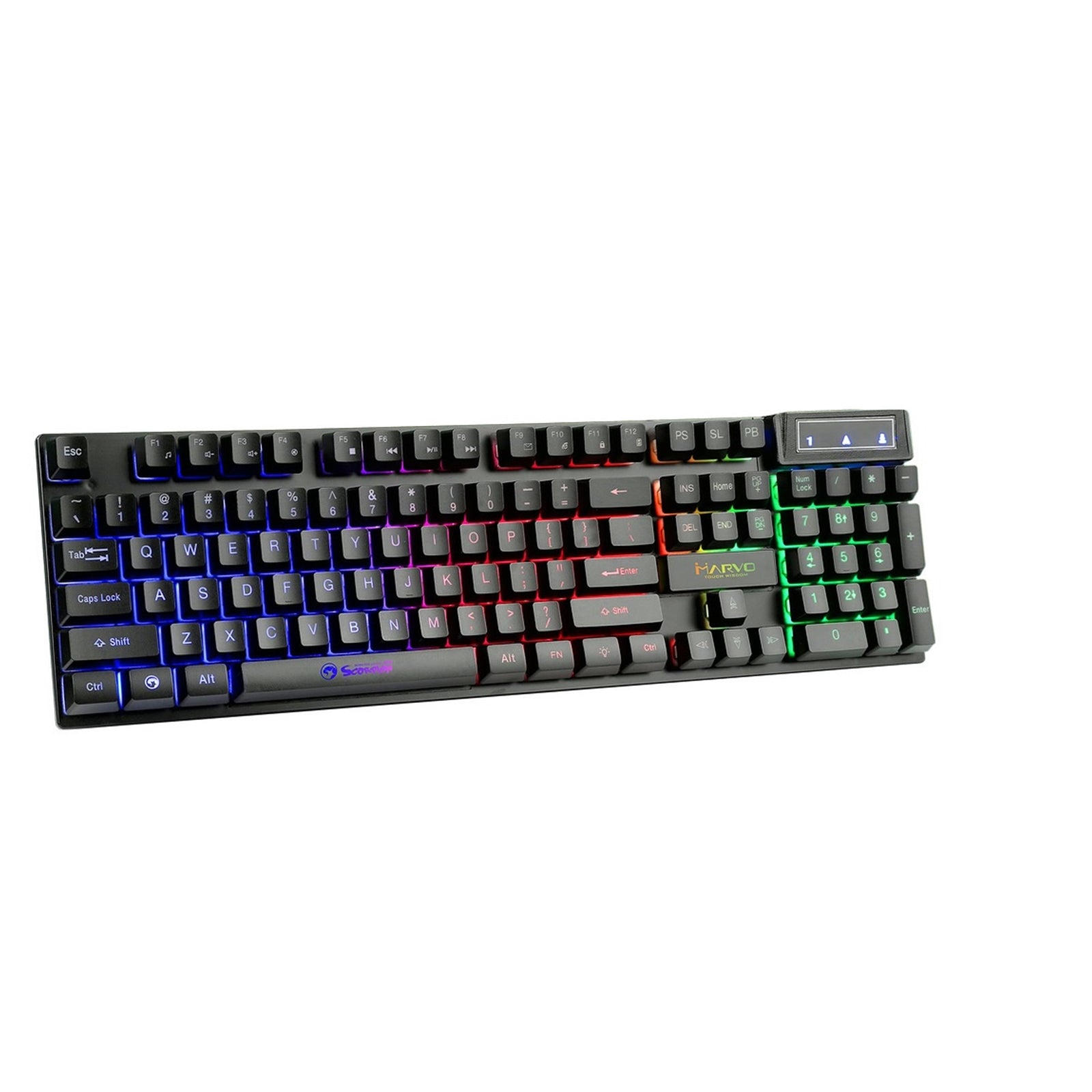 Marvo Scorpion K605 3 Colour LED Backlit USB 2.0 Frameless UK Layout Gaming Keyboard