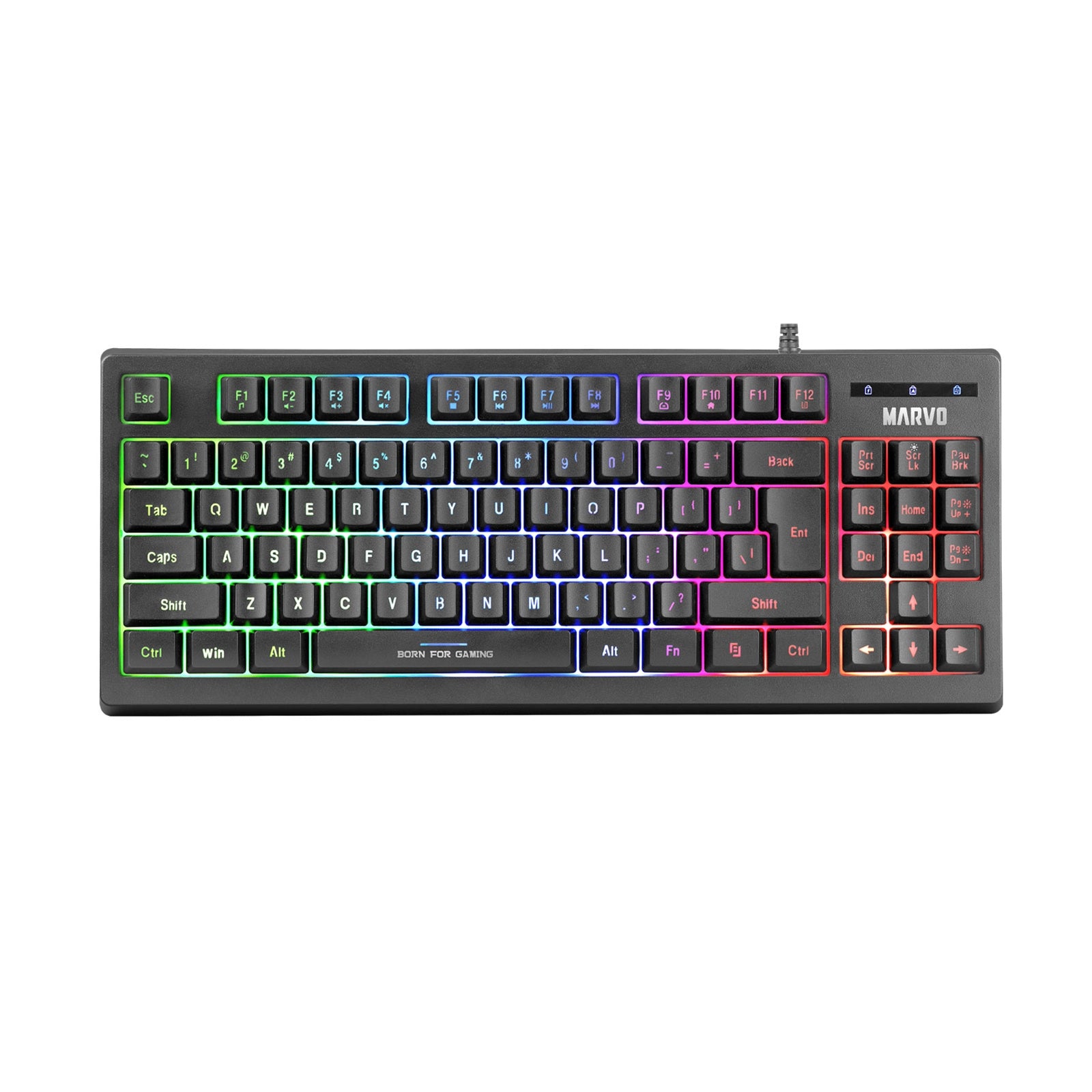 Marvo Scorpion K607 80% TKL Layout Multimedia USB 2.0 Wired 3 Colour Backlit Gaming Keyboard