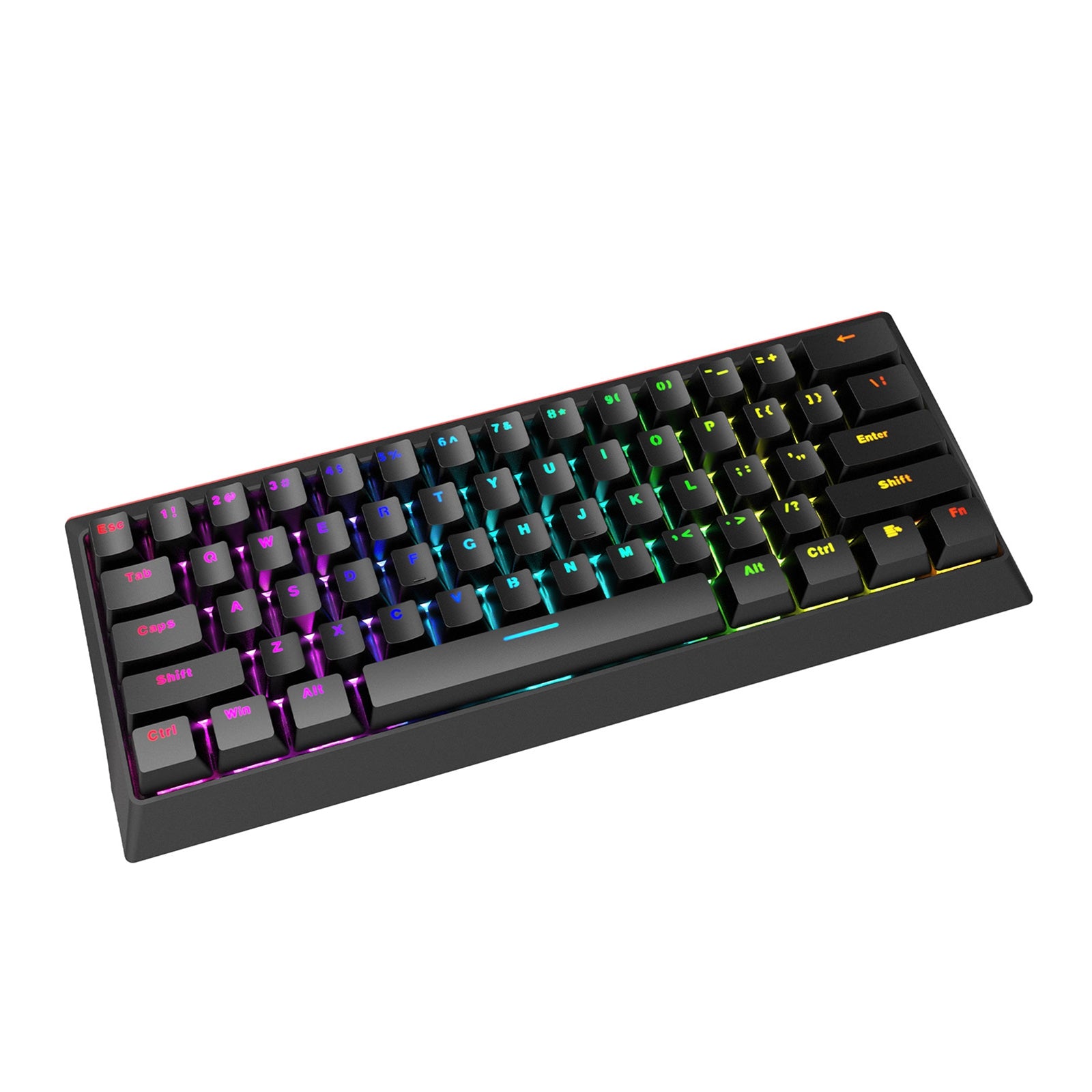 Marvo Scorpion KG962-UK USB Mechanical gaming Keyboard with Red Mechanical Switches, 60% Compact Design with detachable USB Type-C Cable, Adjustable Rainbow Backlights, Anti-ghosting N-Key Rollover