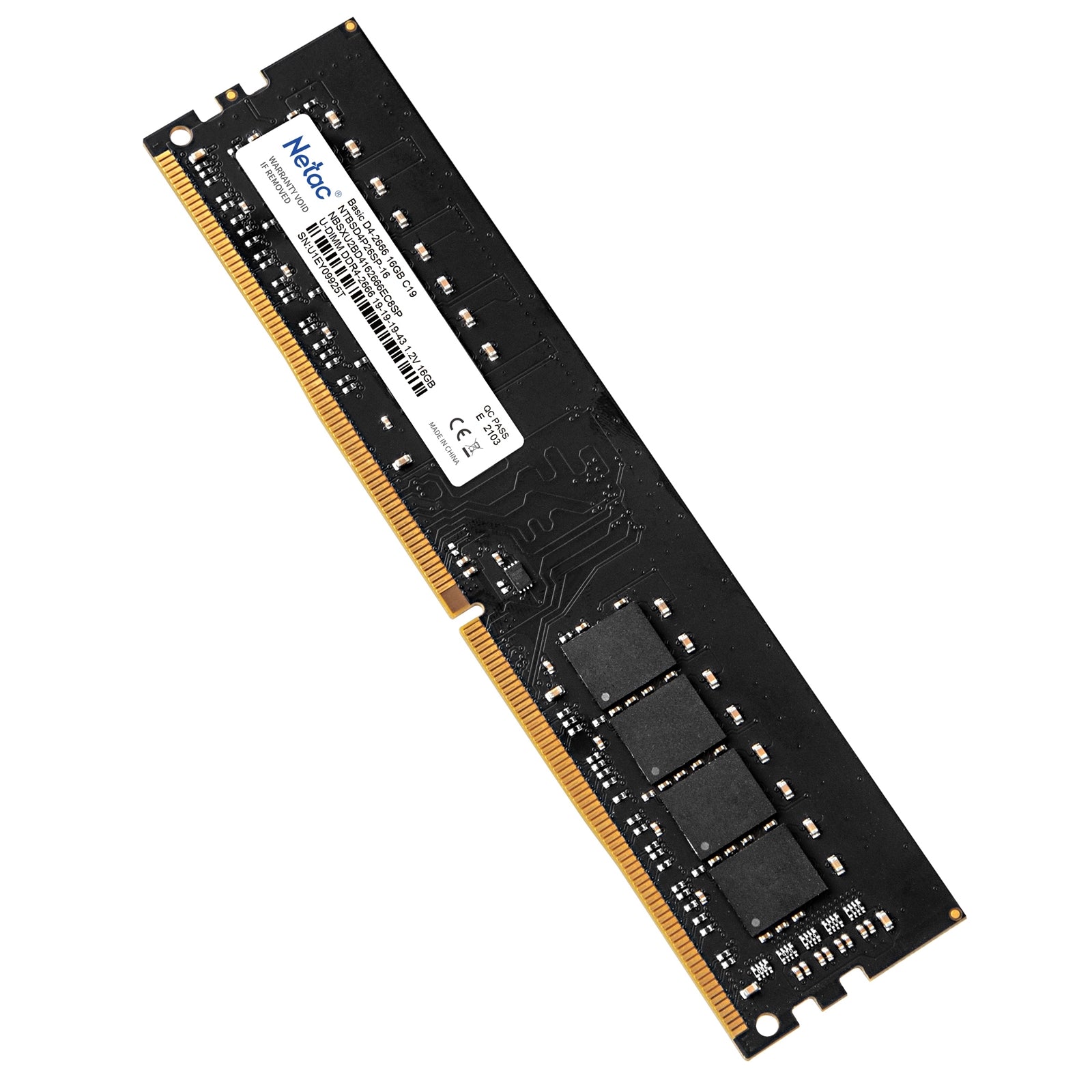 Netac NTBSD4P32SP-16 16GB DIMM System Memory, DDR4, 3200MHz, 1 x 16GB, 288 Pin, 1.35v, CL16-20-20-40