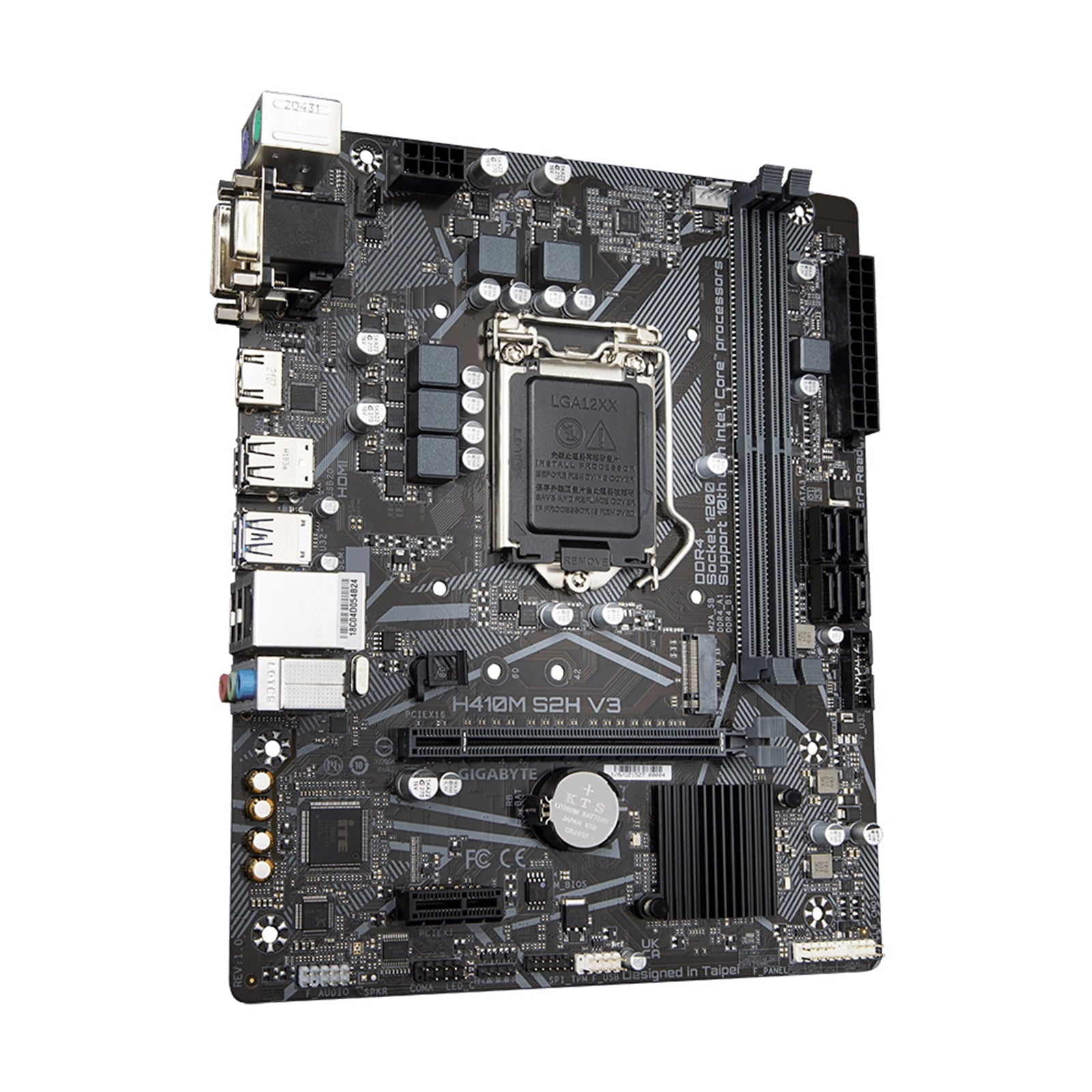 Gigabyte H410M S2H V2 Motherboard, Intel Socket 1200, 10th Gen, Micro ATX, Intel Ultra Durable with GIGABYTE Gaming GbE LAN, PCIe Gen3 x4 M.2, HDMI / DVI-D/ D-Sub Ports for Multiple Display, Anti-Sulfur Resistor, Smart Fan 5
