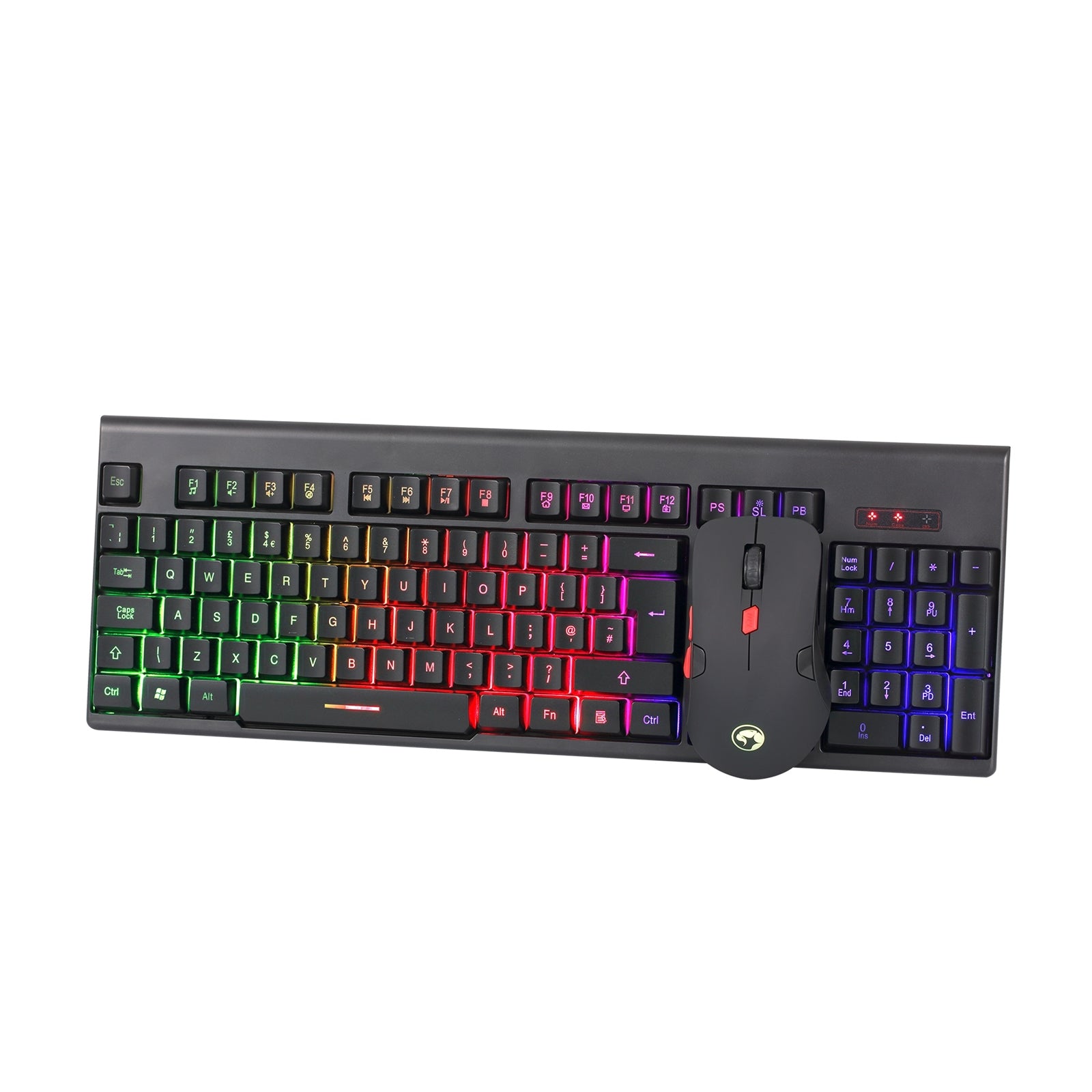 Marvo Scorpion KW512 3 Colour LED Backlit with 7 Lighting Modes Wireless Keyboard and Mouse Bundle