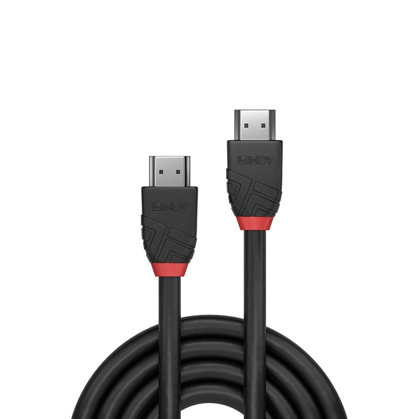 LINDY 36470 Black Line HDMI Cable, HDMI 2.0 (M) to HDMI 2.0 (M), 0.5m, Black & Red, Supports UHD Resolutions up to 4096x2160@60Hz, Triple Shielded Cable, Corrosion Resistant Copper Coated Steel with 30AWG Conductors, Retail Polybag Packaging