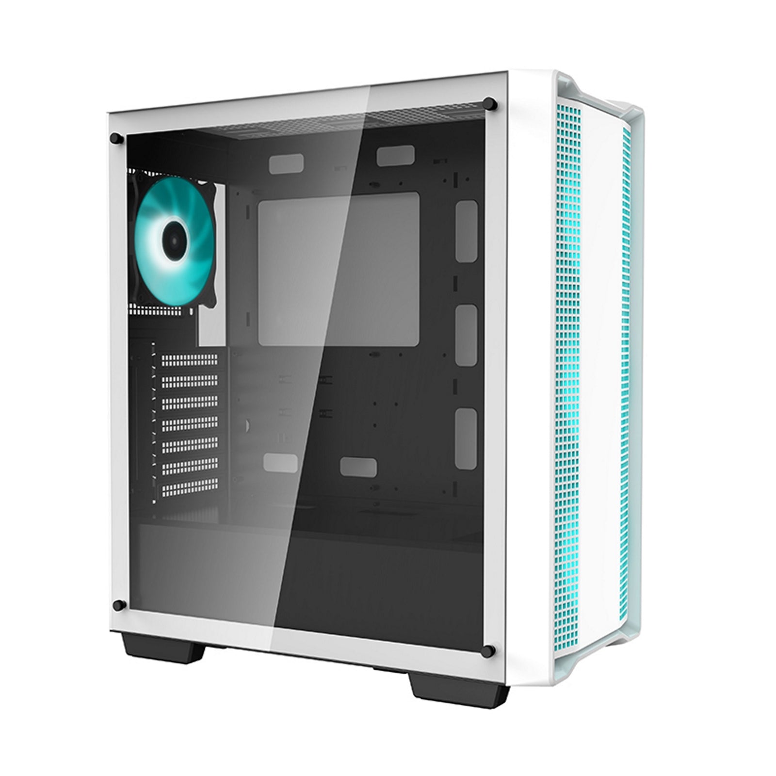 DeepCool CC560 WH Case, Gaming, White, Mid Tower, 1 x USB 3.0 / 1 x USB 2.0, Tempered Glass Side Window Panel, DeepCool Blue LED Fans, ATX, Micro ATX, Mini-ITX