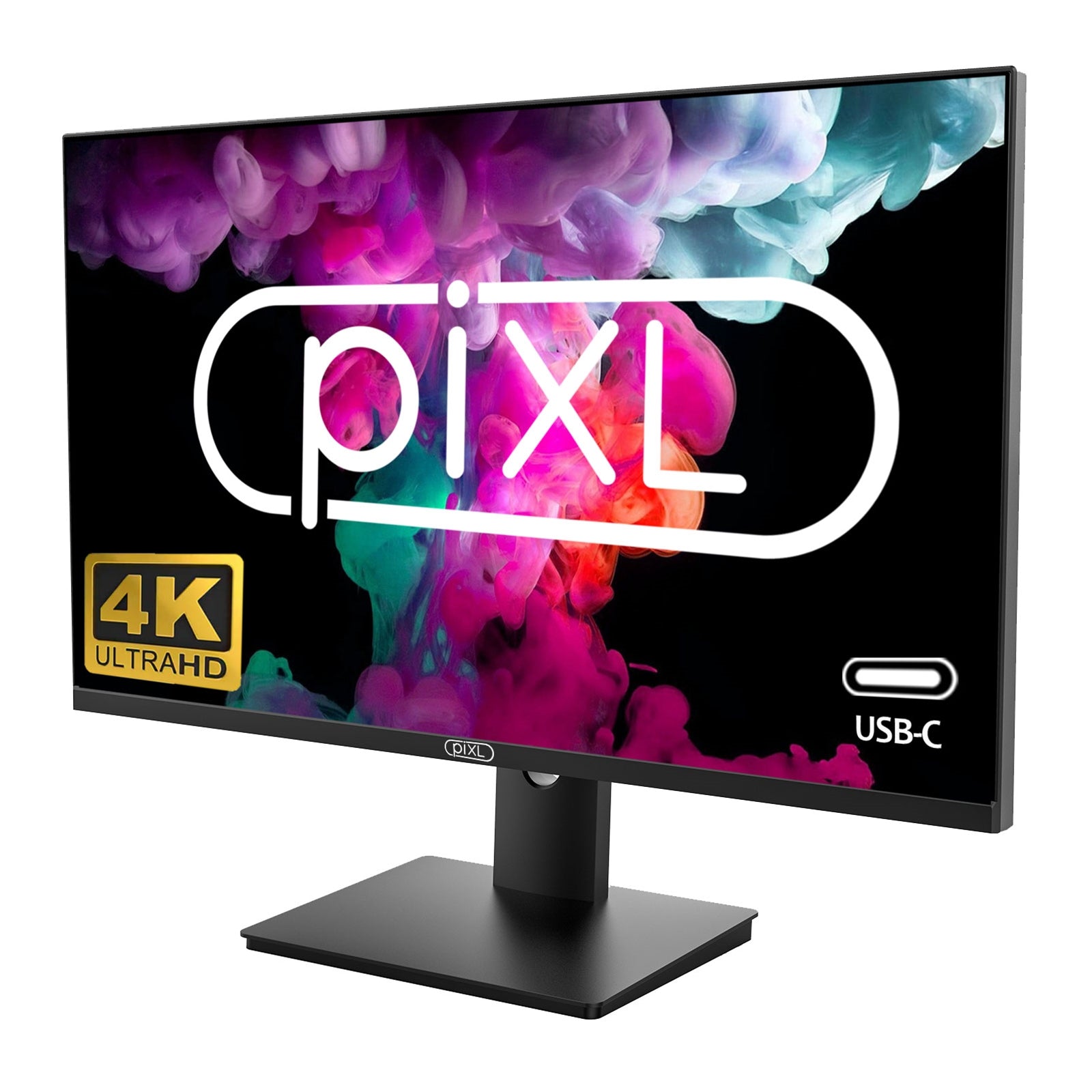 piXL PX27UDH4K 27 Inch Frameless IPS Monitor, 4K, LED Widescreen, 5ms Response Time, 60Hz Refresh Rate, HDMI, Display Port, 2x USB-A, USB-B, USB-C, 16.7 Million Colour Support, VESA Mount, Black Finish, 3 Year Warranty