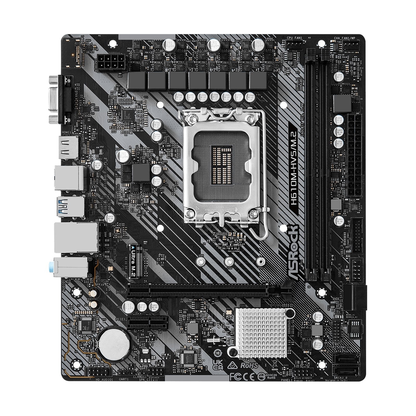 ASRock H610M-HVS/M.2 R2.0 Super Alloy Intel 1700 Socket Motherboard, Micro-ATX, 2x DDR4 Slots, 1x M.2 Socket, GbE LAN, 1x D-Sub / 1x HDMI Port