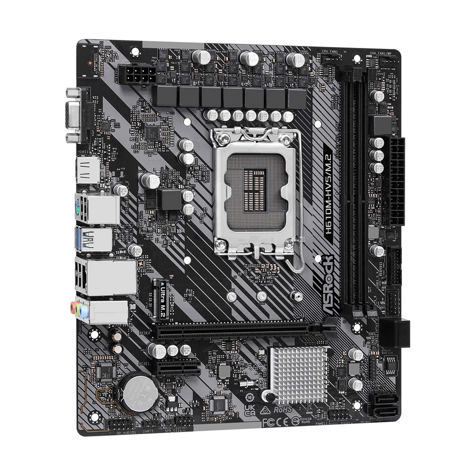 ASRock H610M-HVS/M.2 R2.0 Super Alloy Intel 1700 Socket Motherboard, Micro-ATX, 2x DDR4 Slots, 1x M.2 Socket, GbE LAN, 1x D-Sub / 1x HDMI Port