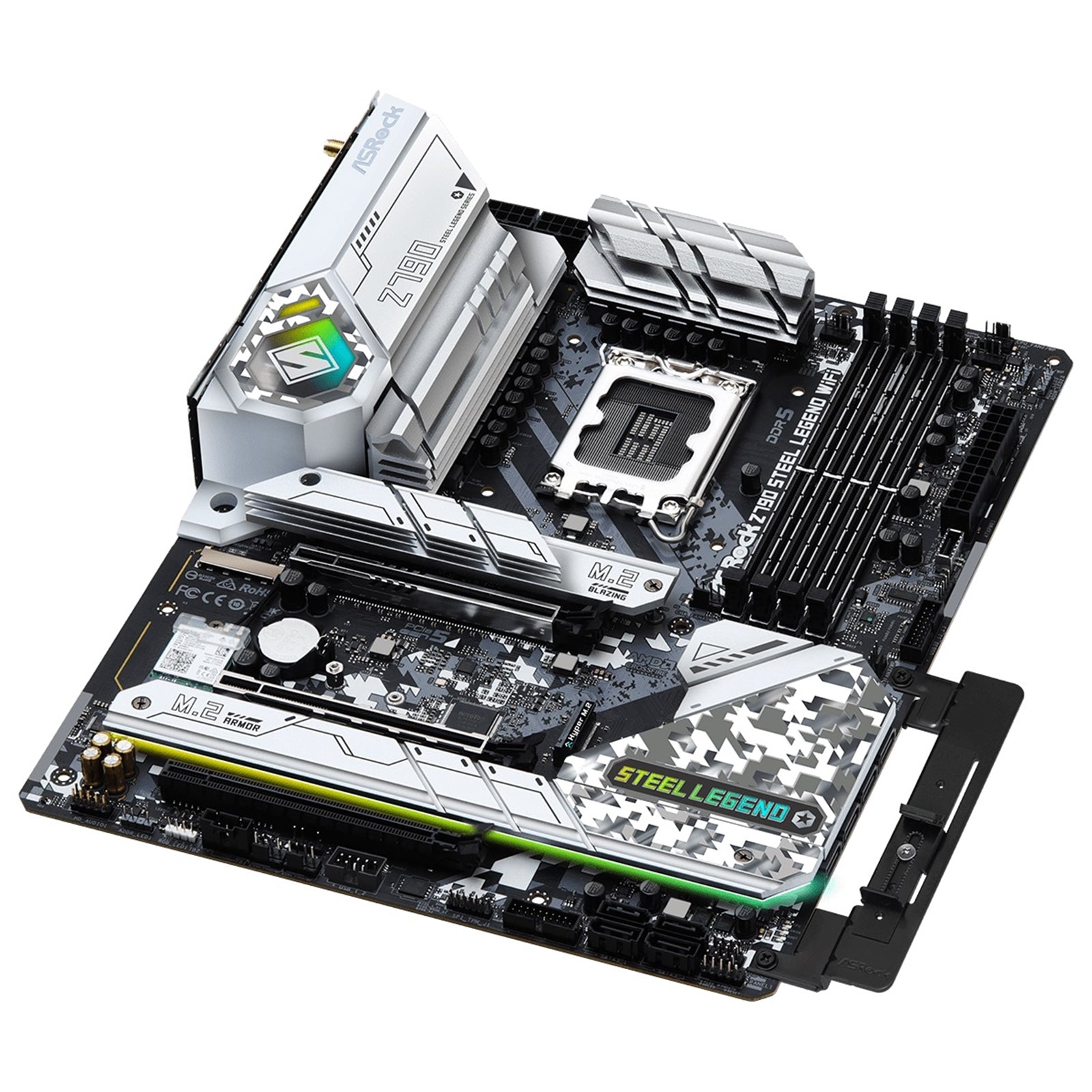 ASRock Z790 Steel Legend WiFi Intel 1700 Socket Motherboard, ATX, 4x DDR5 Slots, 6x M.2 Sockets, 2x USB-C Port, Fitted I/O Shield, 2.5GbE LAN, Wi-Fi 6E, 1x DisplayPort / 1x HDMI Port