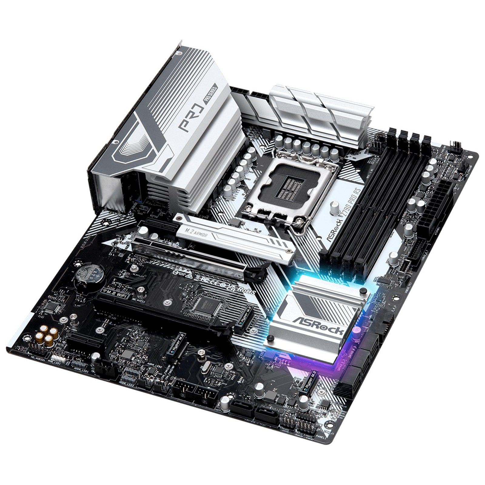 ASRock Z790 Pro RS Intel 1700 Socket Motherboard, ATX, 4x DDR5 Slots, 5x M.2 Sockets, 2x USB-C Port, Fitted I/O Shield, 2.5GbE LAN, 1x DisplayPort / 1x HDMI Port