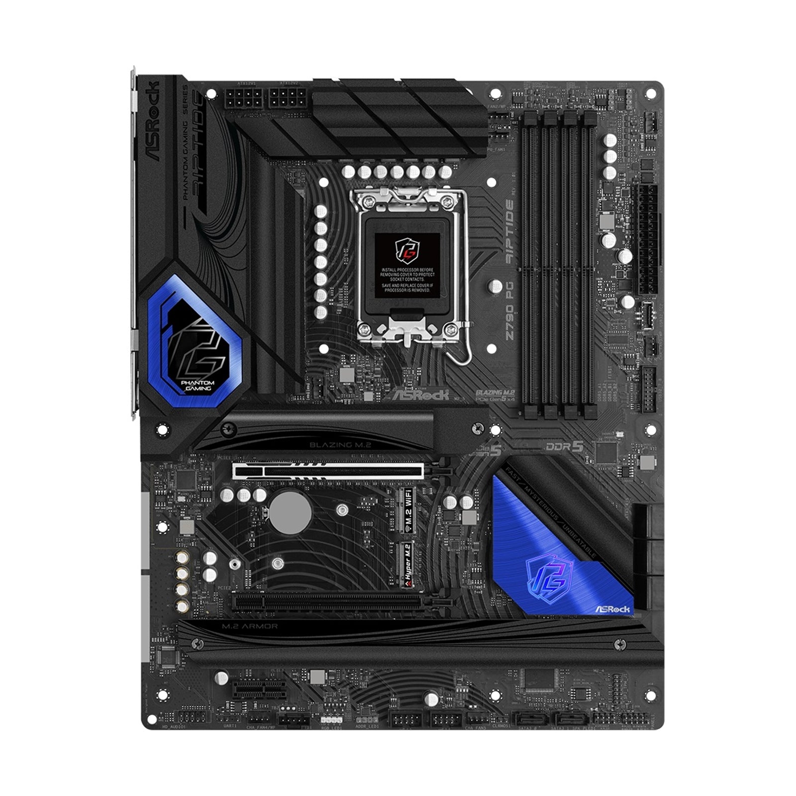 ASRock Z790 PG Riptide Intel 1700 Socket Motherboard, ATX, 4x DDR5 Slots, 5x M.2 Sockets, 2x USB-C Port, Fitted I/O Shield, 2.5GbE LAN, 1x DisplayPort / 1x HDMI Port