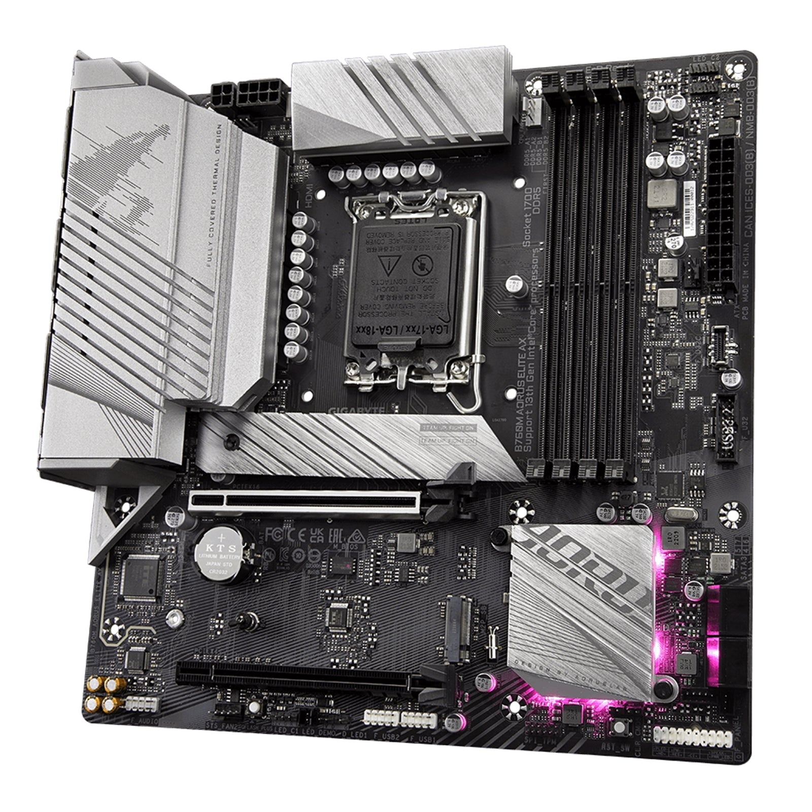 Gigabyte B760M AORUS ELITE AX Intel 1700 Socket Motherboard, Micro-ATX, 4x DDR5 Slots, 2x M.2 Sockets, 2x USB-C Port, Fitted I/O Shield, 2.5GbE LAN, Wi-Fi 6E, 1x DisplayPort / 1x HDMI Port