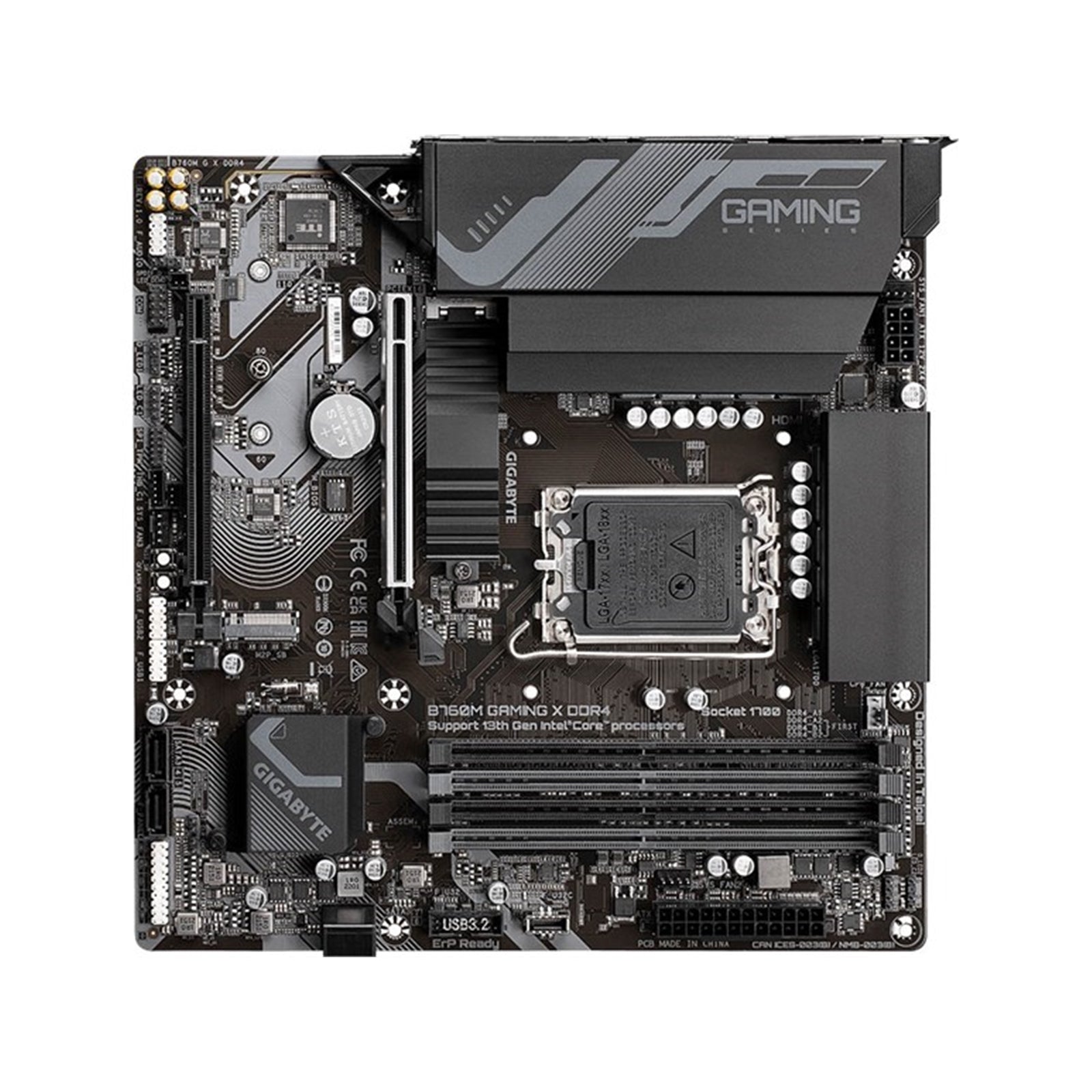 Gigabyte B760M GAMING X DDR4 Intel 1700 Socket Motherboard, Micro-ATX, 4x DDR4 Slots, 2x M.2 Sockets, 1x USB-C Port, Fitted I/O Shield, 2.5GbE LAN, 1x DisplayPort / 1x HDMI Port