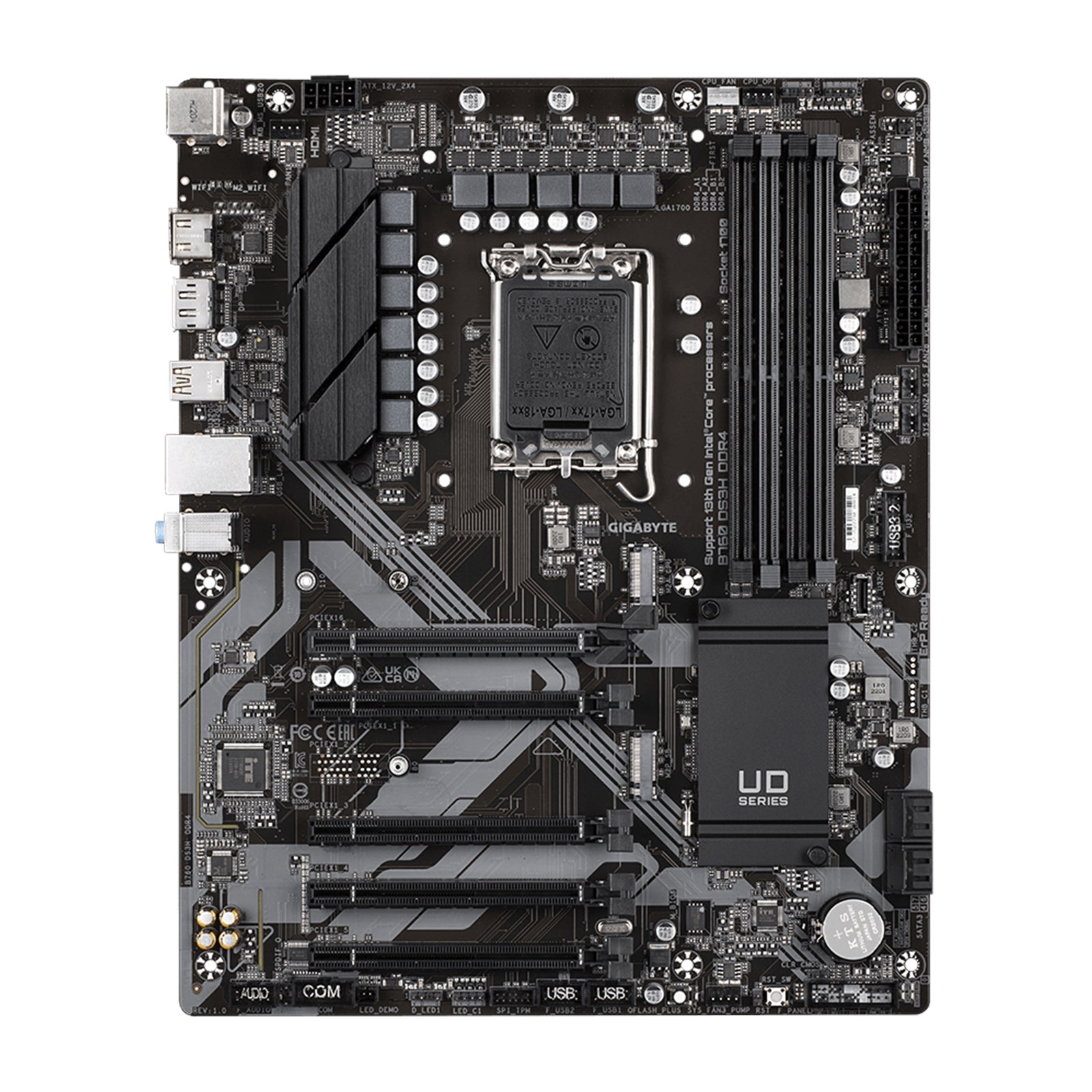 Gigabyte B760 DS3H DDR4 Ultra Durable Intel 1700 Socket Motherboard, ATX, 4x DDR4 Slots, 2x M.2 Sockets, 2x USB-C Port, GbE LAN, 1x DisplayPort / 1x HDMI Port