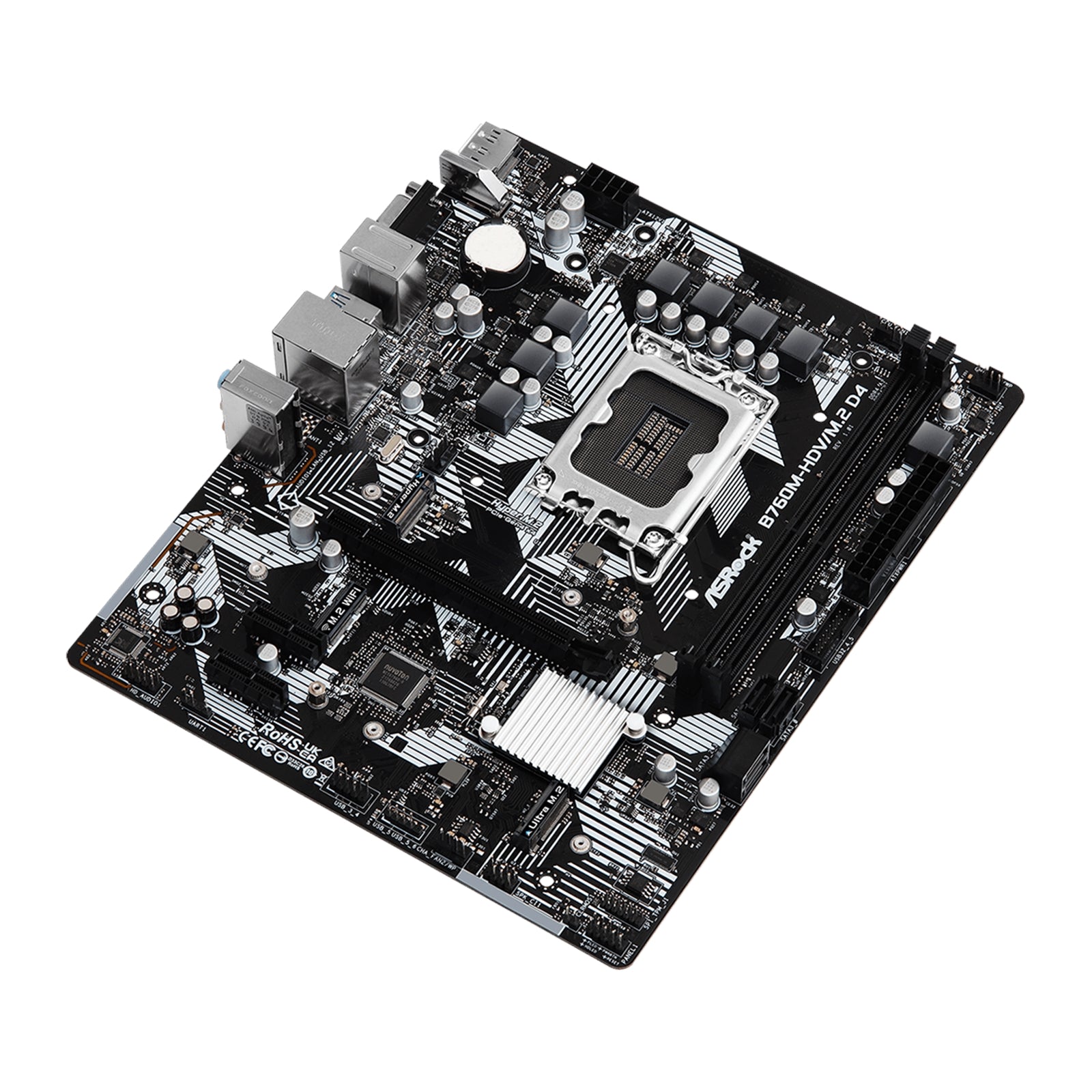 Asrock B760M-HDV/M.2 D4, Intel B760, 1700, Micro ATX, 2 DDR4, VGA, HDMI, DP, GB LAN, PCIe4, 2x M.2