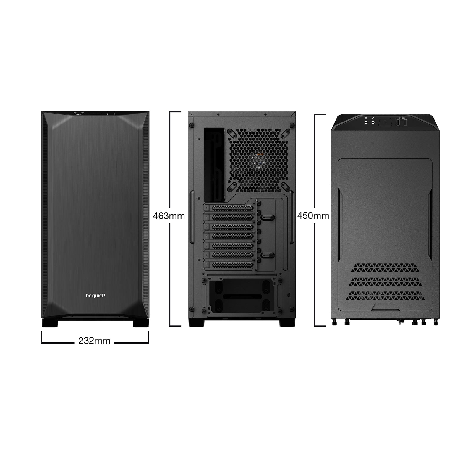 Be Quiet! Pure Base 500 Gaming Case with Window, ATX, 2 x Pure Wings 2 Fans, PSU Shroud, Black