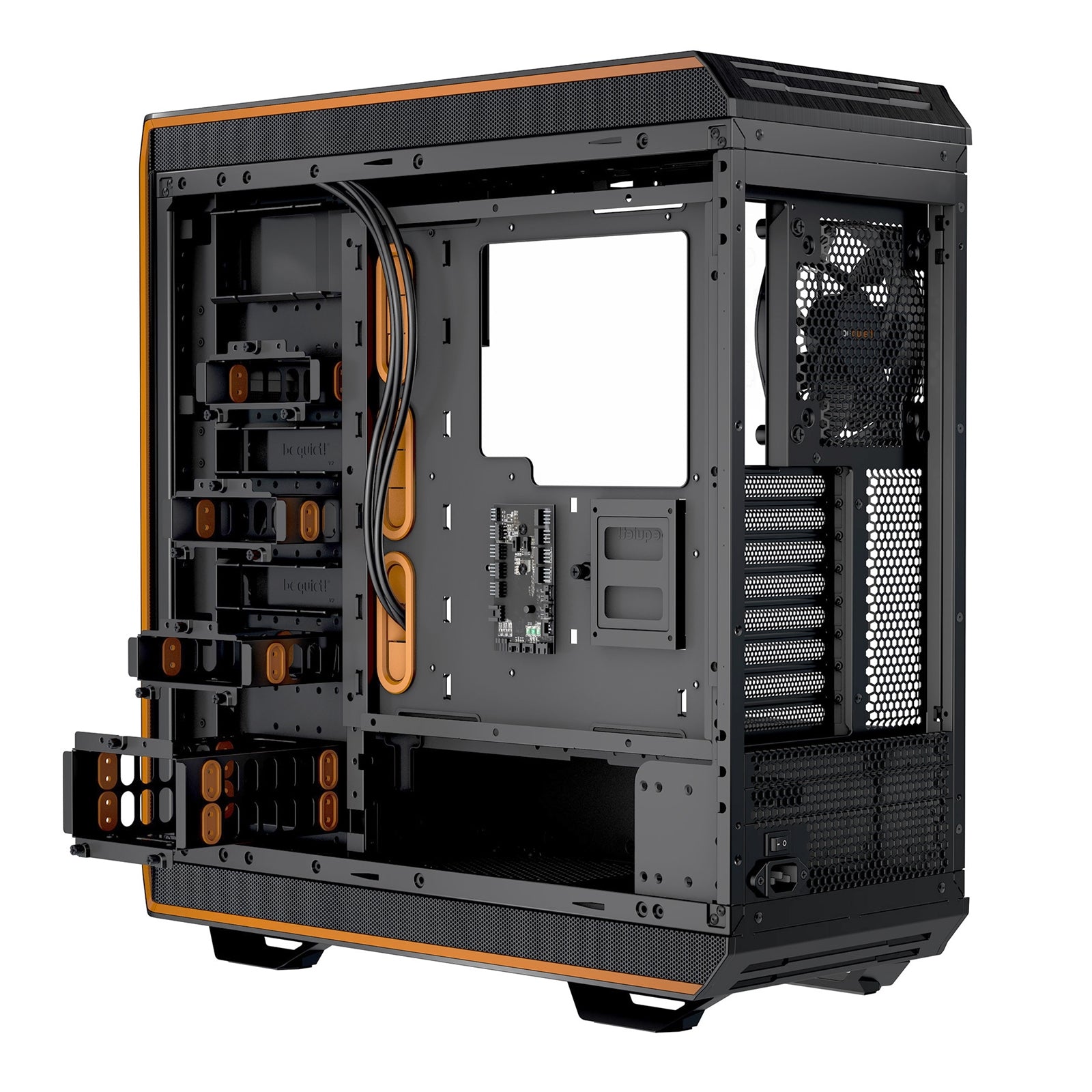 be quiet! HDD Cage, Mounting for One HDD or Two SSDs, Black & Orange Rubber Decouplings Included, Compatible with Most be quiet! Cases