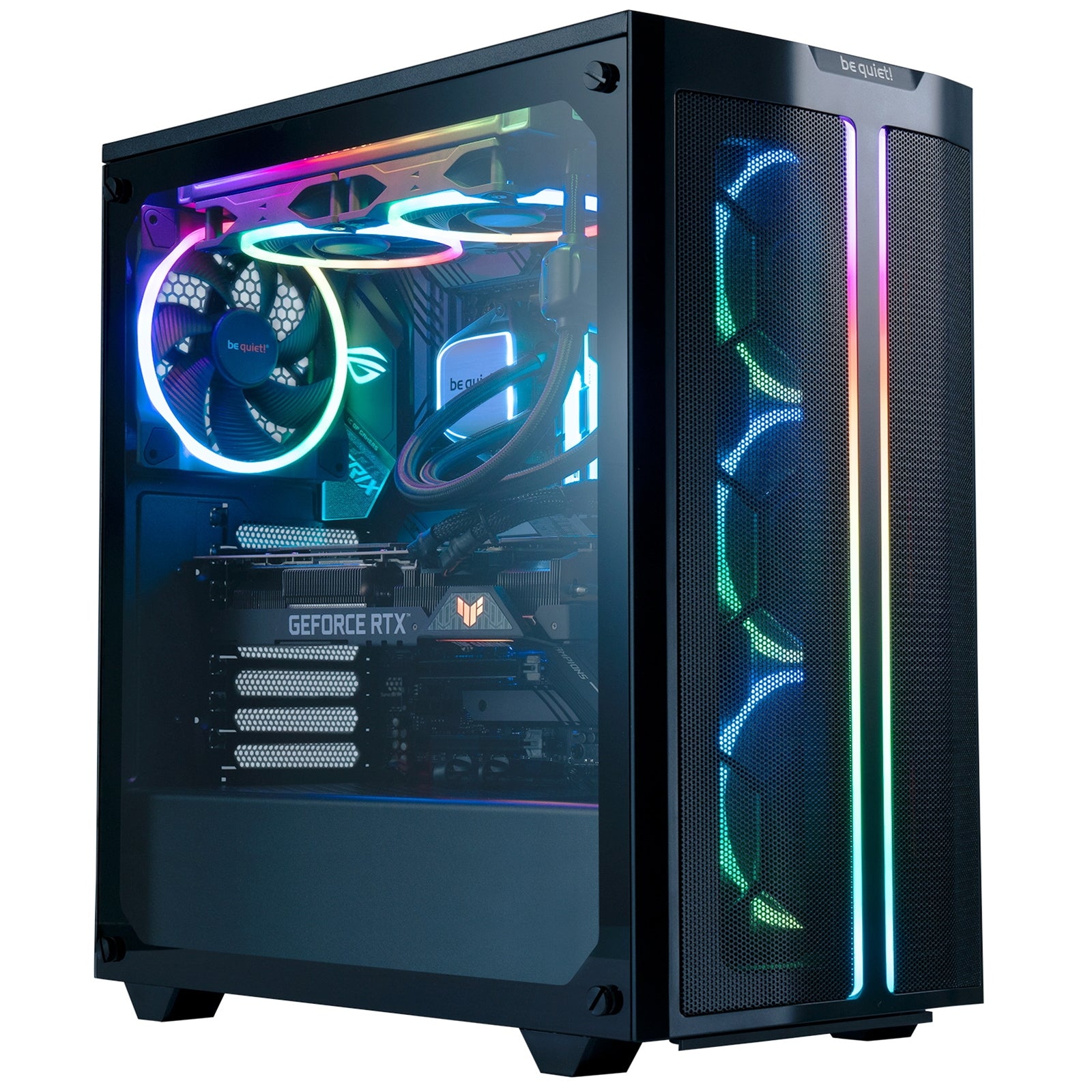 be quiet! Light Wings PWM High Speed Addressable RGB Fan, 140mm, 2200RPM, 4-Pin PWM Fan & 3-Pin ARGB Connectors, Black Frame, Black Blades, ARGB Lighting on Front & Rear