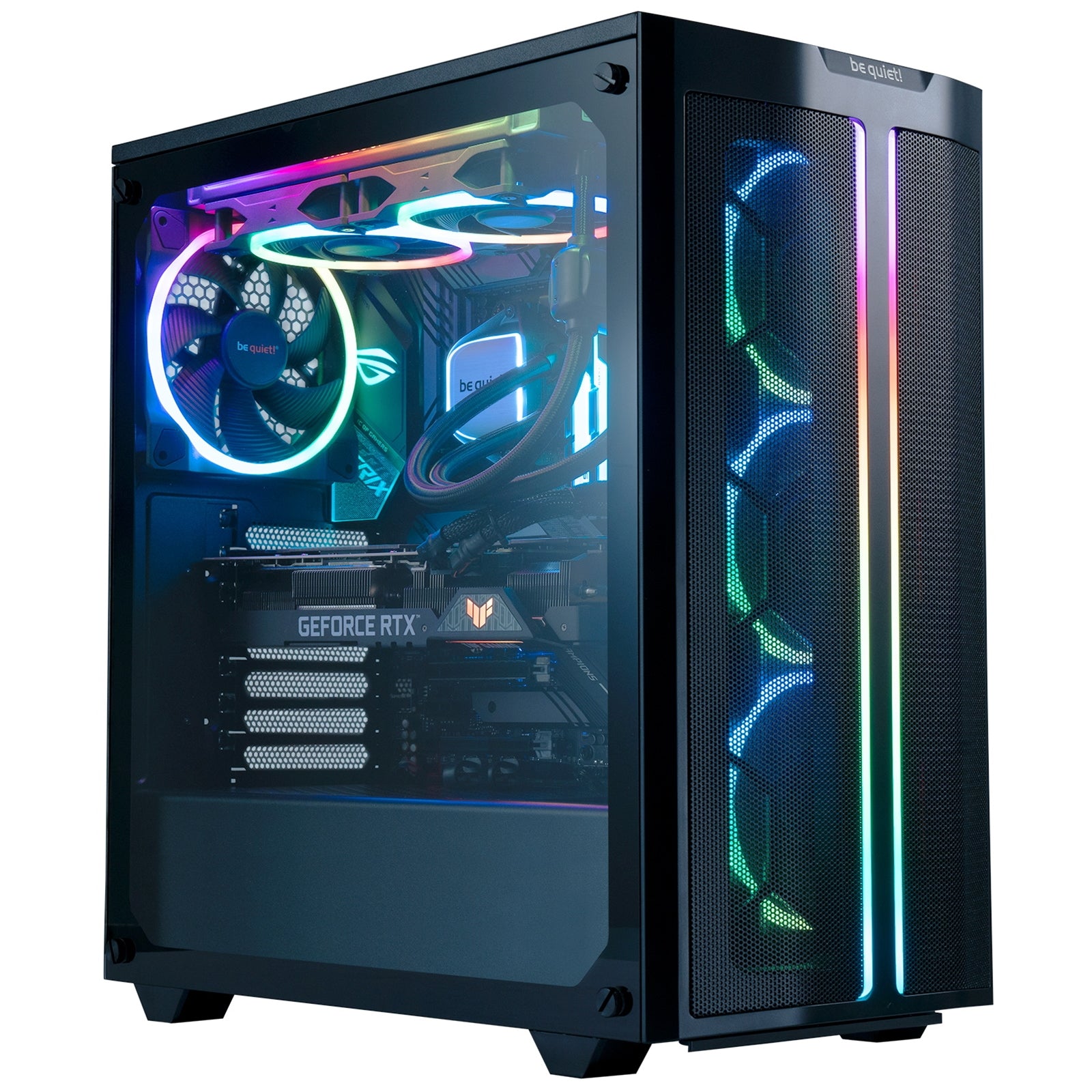 be quiet! Light Wings PWM Addressable RGB Fan Pack, 120mm, 1700RPM, 4-Pin PWM Fan & 3-Pin ARGB Connectors, Black Frame, Black Blades, ARGB Lighting on Front & Rear, Addressable RGB Hub Included