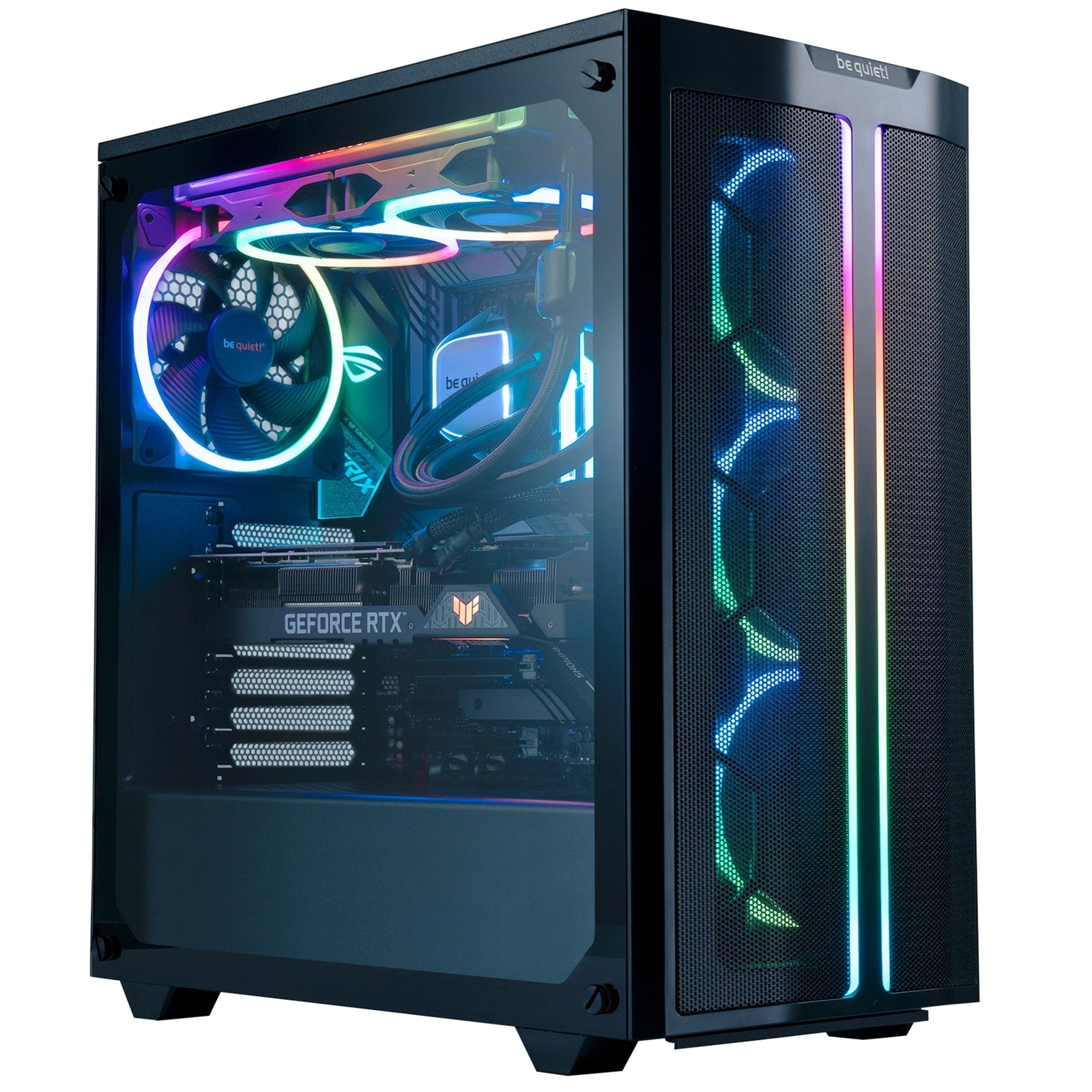 be quiet! Light Wings PWM Addressable RGB Fan Pack, 140mm, 1500RPM, 4-Pin PWM Fan & 3-Pin ARGB Connectors, Black Frame, Black Blades, ARGB Lighting on Front & Rear, Addressable RGB Hub Included