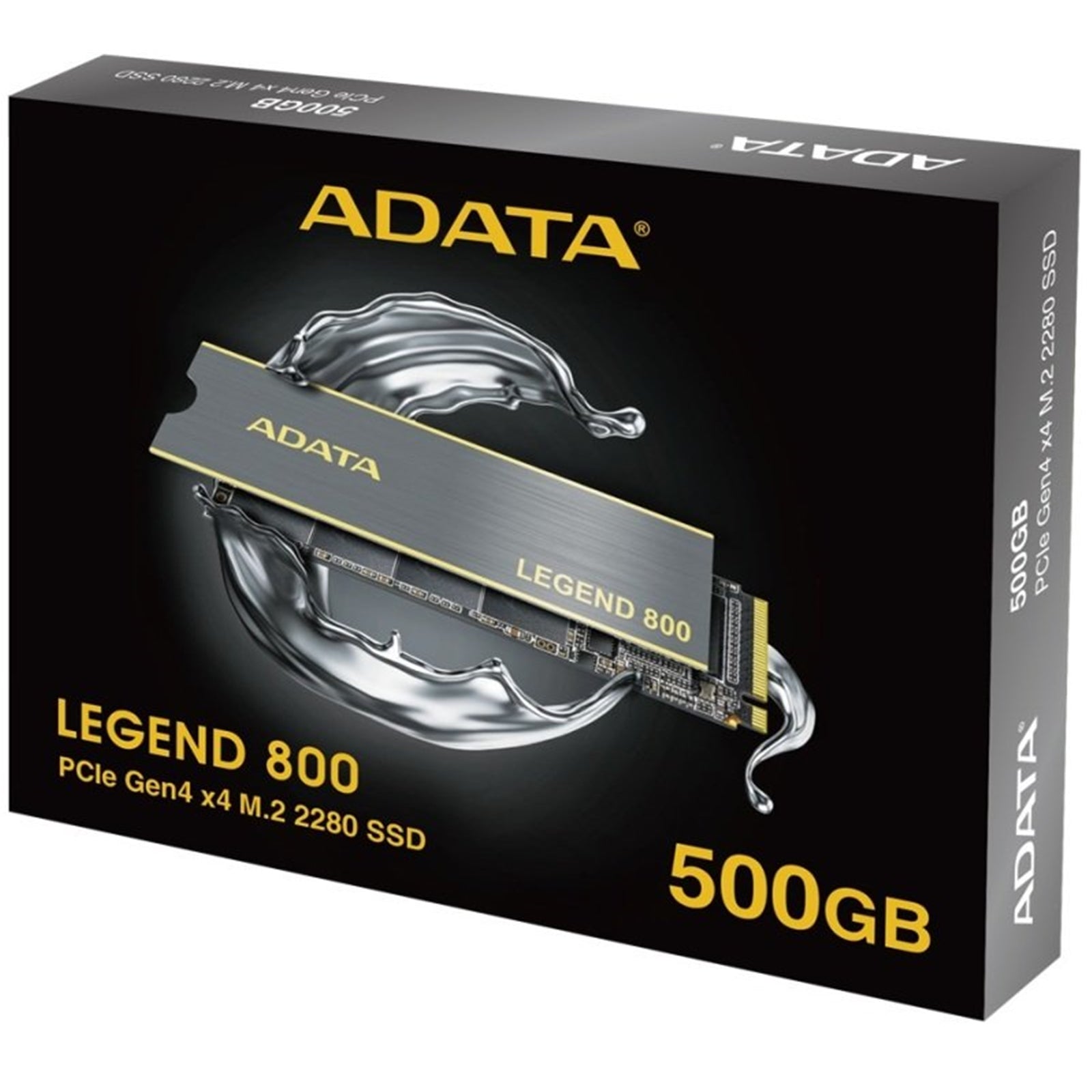 Adata Legend 800 (ALEG-800-500GCS) 500GB NVMe SSD, PCIe Gen4, M.2 Interface, 2280, Read 3000 MB/s, Write 1300 MB/s, Heatsink 3 Year Warranty