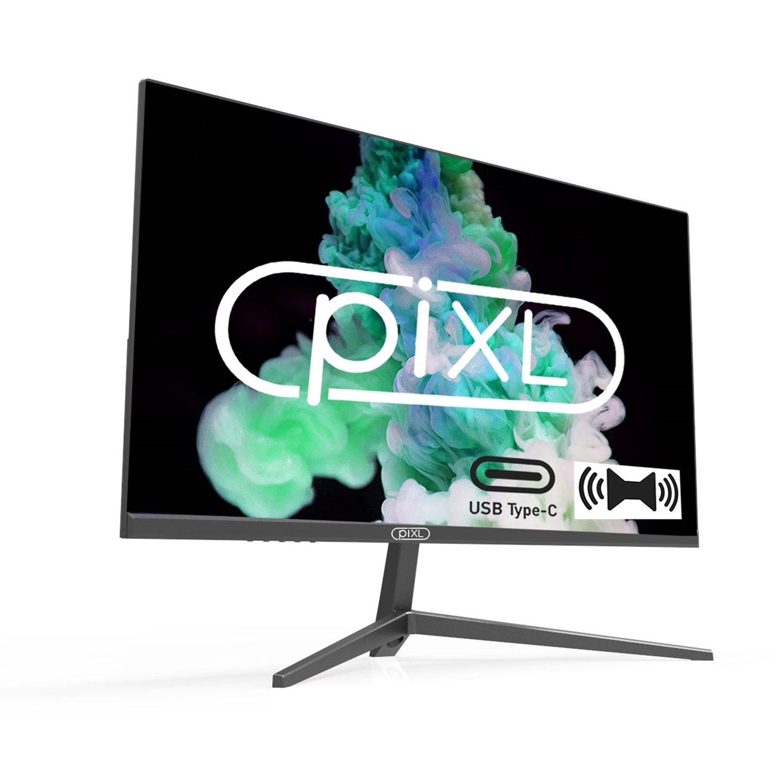 piXL PX24IPUHDS 24 Inch Frameless IPS Monitor, Widescreen LCD Panel, 5ms Response Time, 75Hz Refresh Rate, Full HD 1920 x 1080, HDMI, Display Port, USB-C, Speakers 16.7 Million Colour Support, Black Finish