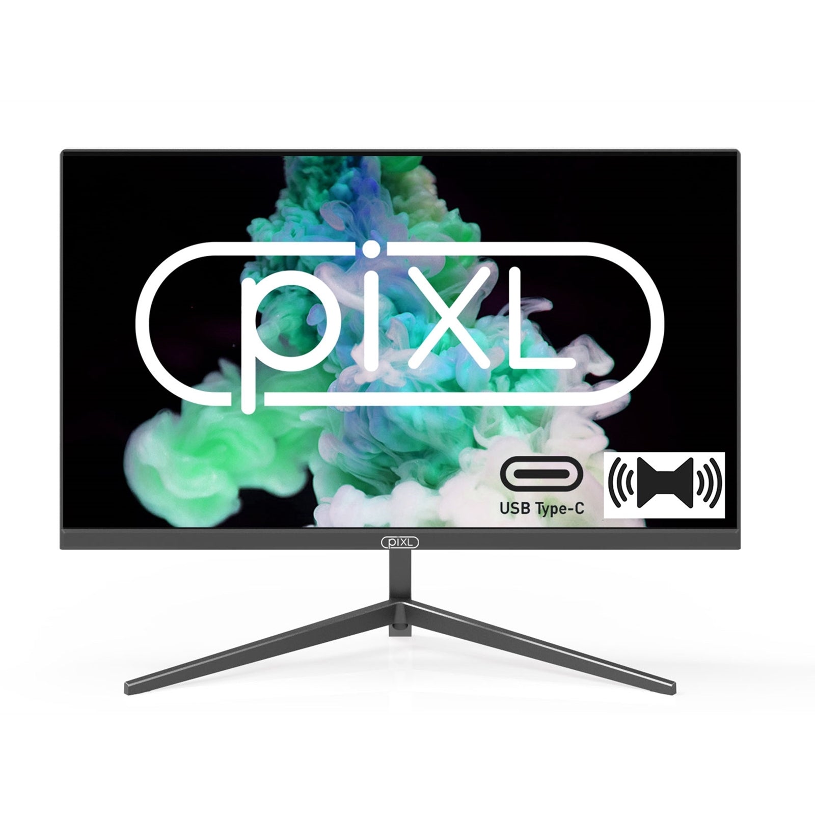 piXL PX24IPUHDS 24 Inch Frameless IPS Monitor, Widescreen LCD Panel, 5ms Response Time, 75Hz Refresh Rate, Full HD 1920 x 1080, HDMI, Display Port, USB-C, Speakers 16.7 Million Colour Support, Black Finish