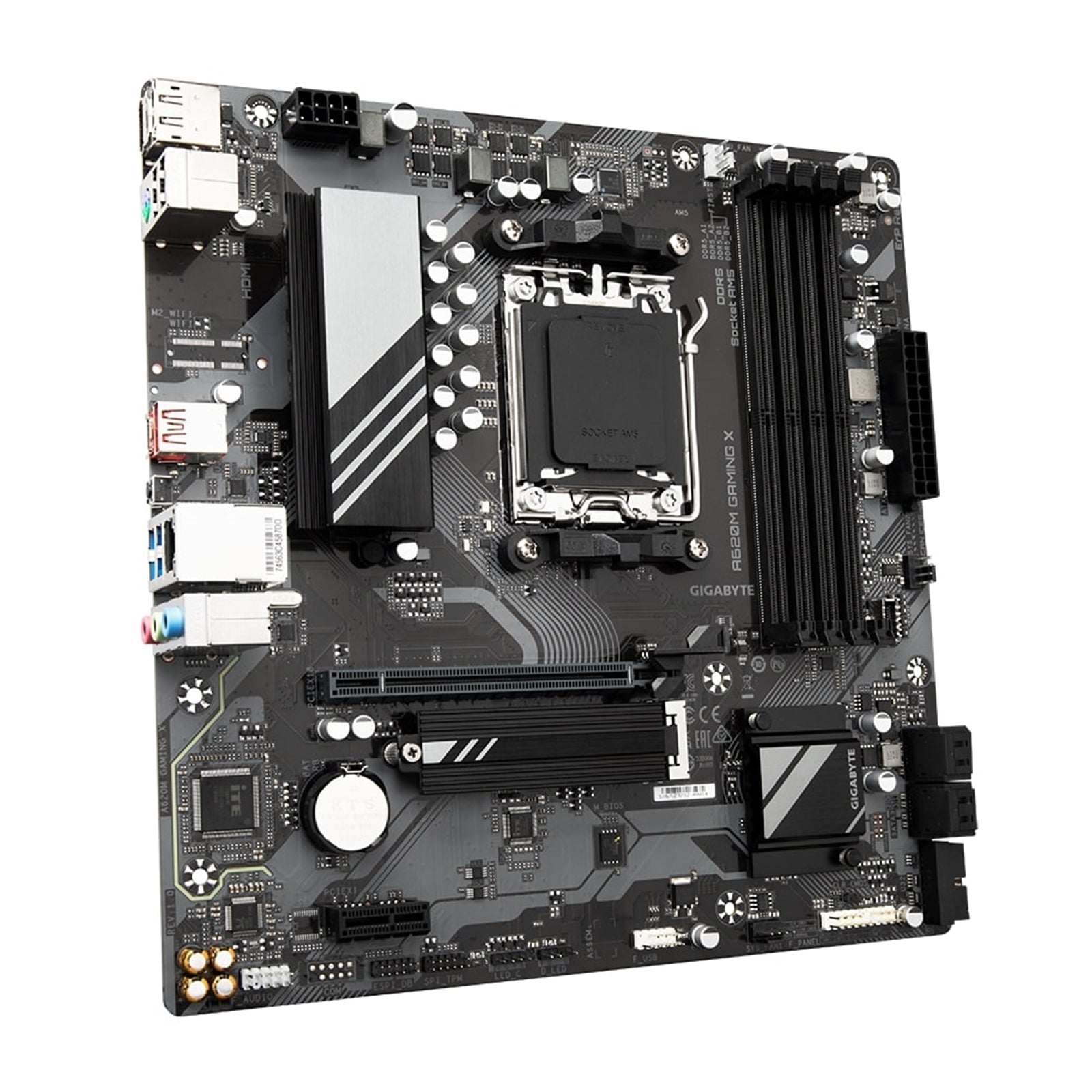 Gigabyte A620M GAMING X AMD AM5 Socket Motherboard, Micro-ATX, 4x DDR5 Slots, 1x M.2 Socket, 2x USB-C Port, GbE LAN, 1x DisplayPort / 1x HDMI Port