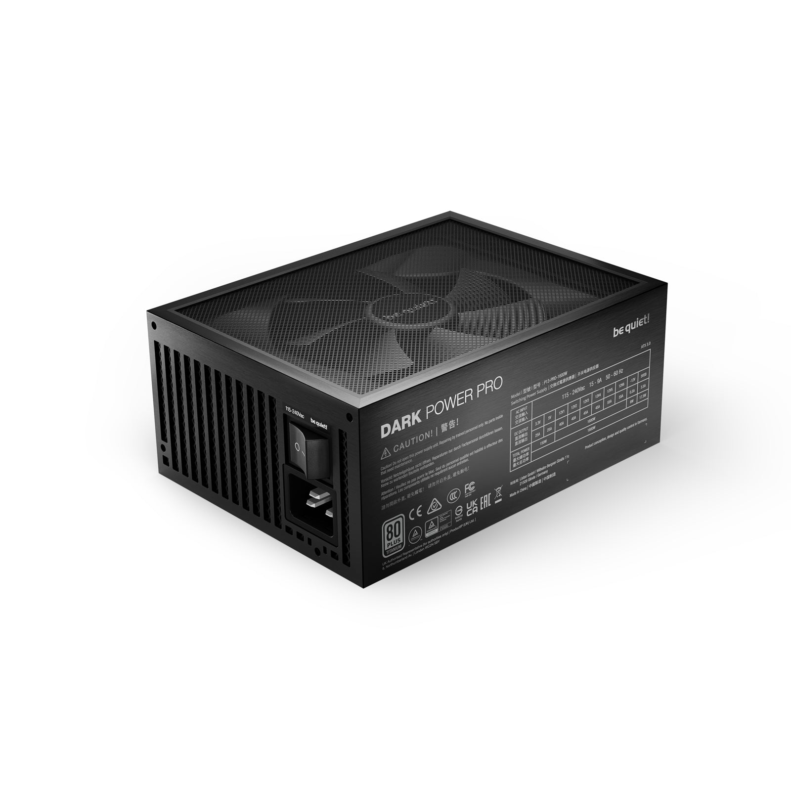 be quiet! Dark Power Pro 13 1600W PSU, 80 PLUS Titanium, ATX 3.0 PSU with full support for PCIe 5.0 GPUs and GPUs with 6+2 pin connectors, 10-year manufacturers warranty