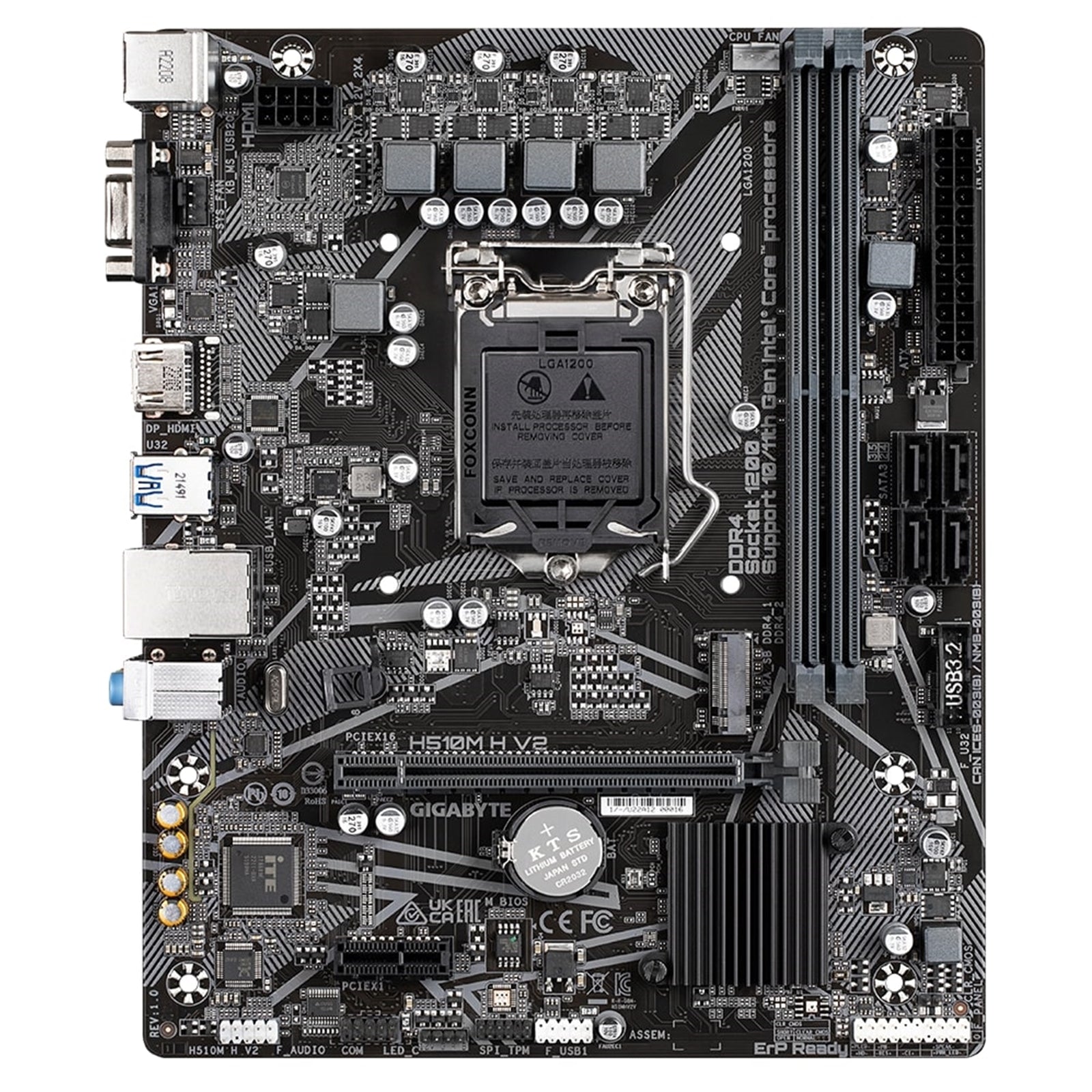 Gigabyte H510M H V2 Ultra Durable Intel 1200 Socket Motherboard, Micro-ATX, 2x DDR4 Slots, 1x M.2 Socket, GbE LAN, 1x D-Sub / 1x HDMI Port