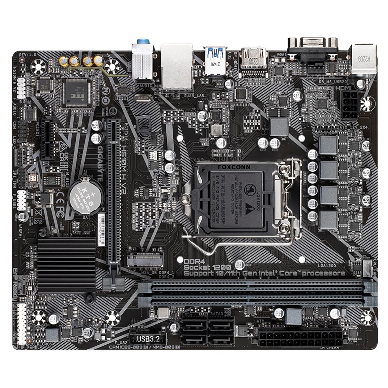 Gigabyte H510M H V2 Ultra Durable Intel 1200 Socket Motherboard, Micro-ATX, 2x DDR4 Slots, 1x M.2 Socket, GbE LAN, 1x D-Sub / 1x HDMI Port