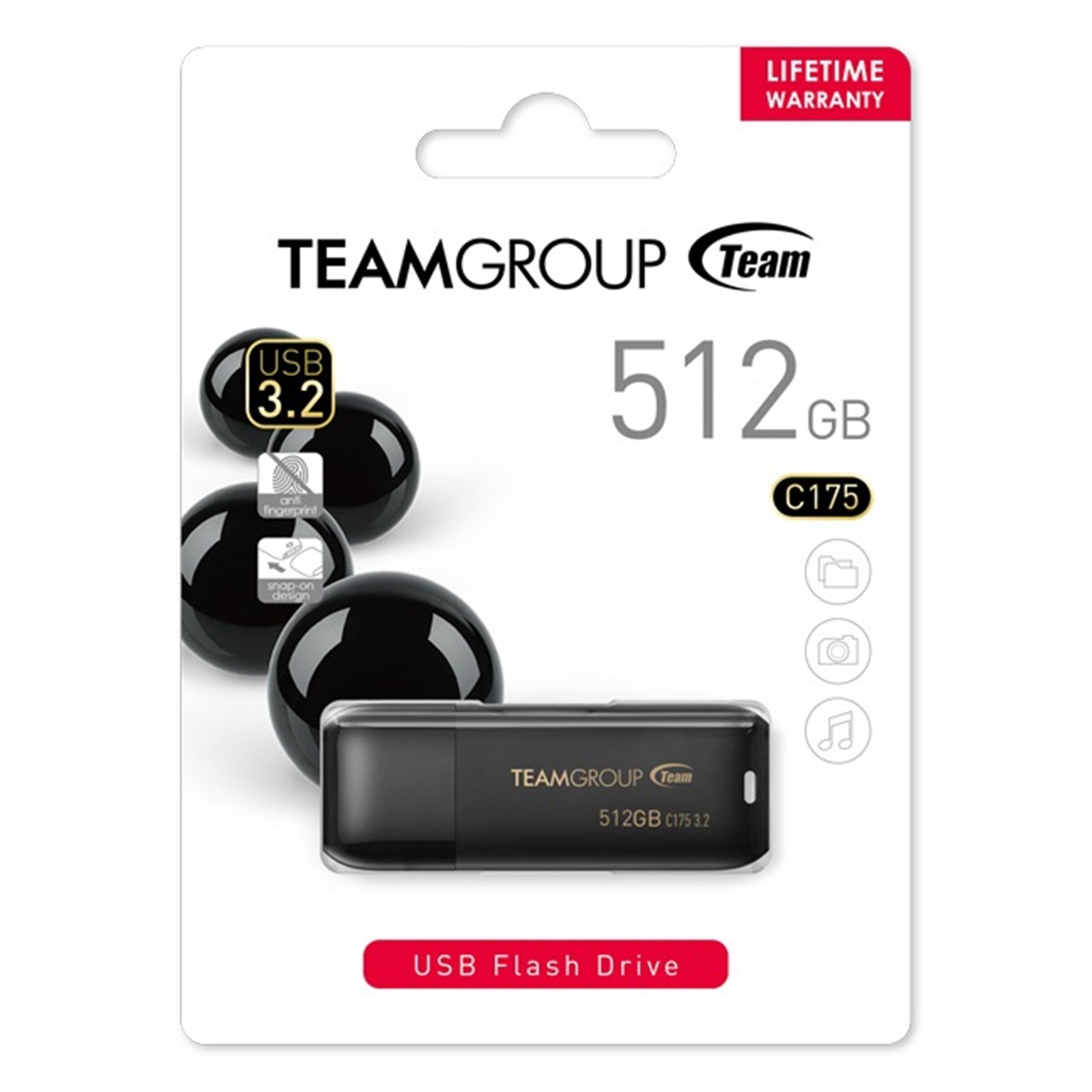 Team C175 512GB USB 3.2 Black USB Flash Drive