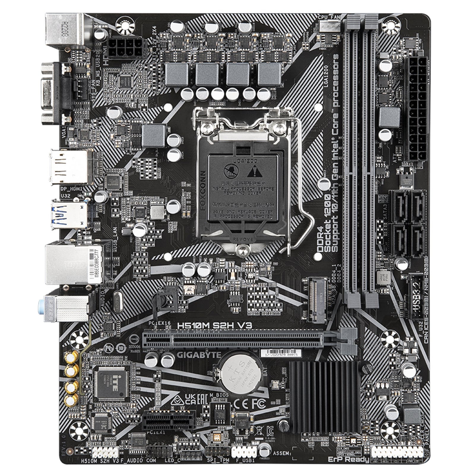 Gigabyte H510M S2H V3 Ultra Durable Intel 1200 Socket Motherboard, Micro-ATX, 2x DDR4 Slots, 1x M.2 Socket, GbE LAN, 1x D-Sub / 1x DisplayPort / 1x HDMI Port