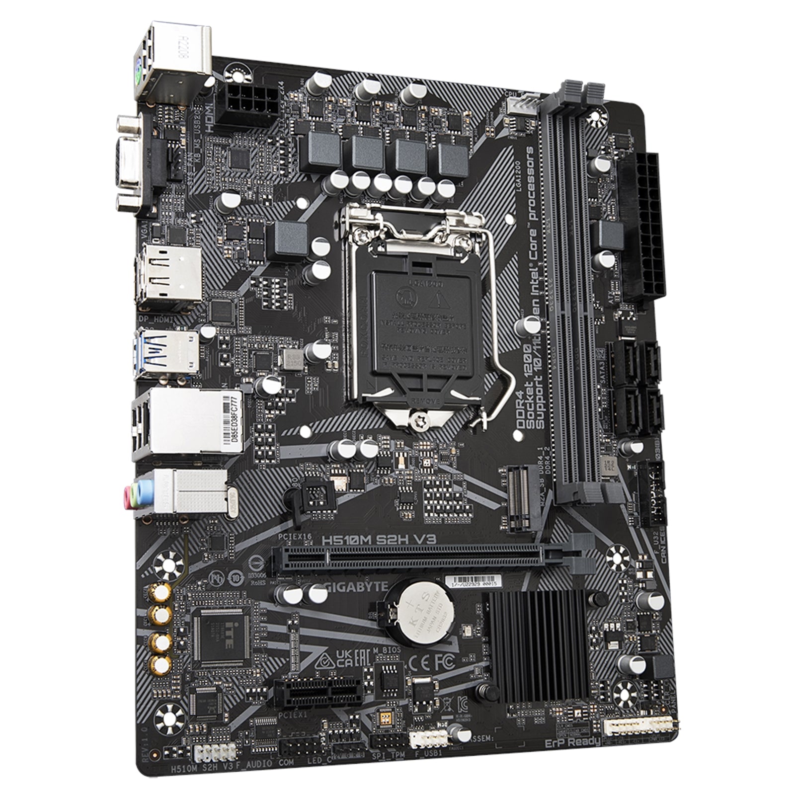 Gigabyte H510M S2H V3 Ultra Durable Intel 1200 Socket Motherboard, Micro-ATX, 2x DDR4 Slots, 1x M.2 Socket, GbE LAN, 1x D-Sub / 1x DisplayPort / 1x HDMI Port