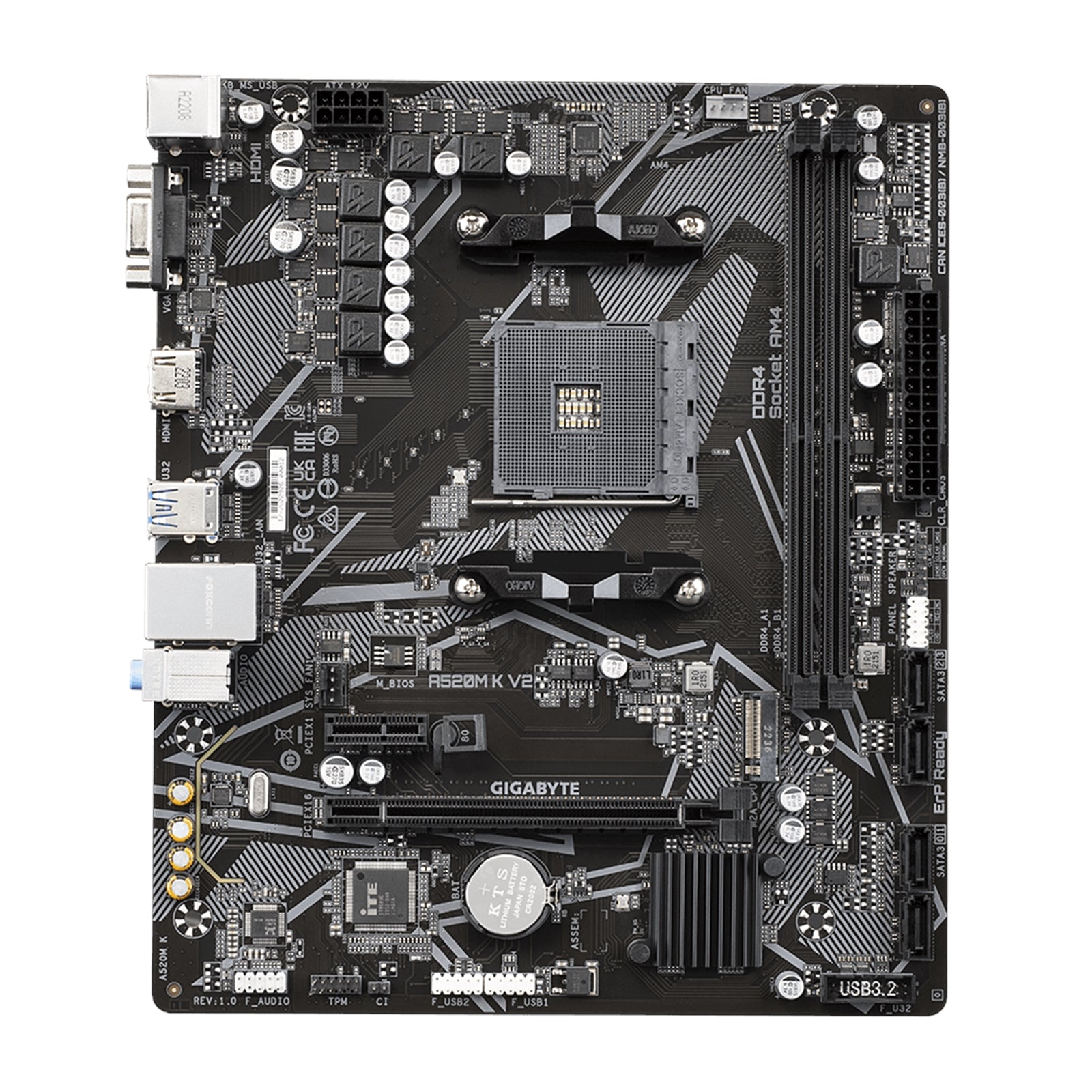 Gigabyte A520M K V2 Ultra Durable AMD AM4 Socket Motherboard, Micro-ATX, 2x DDR4 Slots, 1x M.2 Socket, GbE LAN, 1x D-Sub / 1x HDMI Port