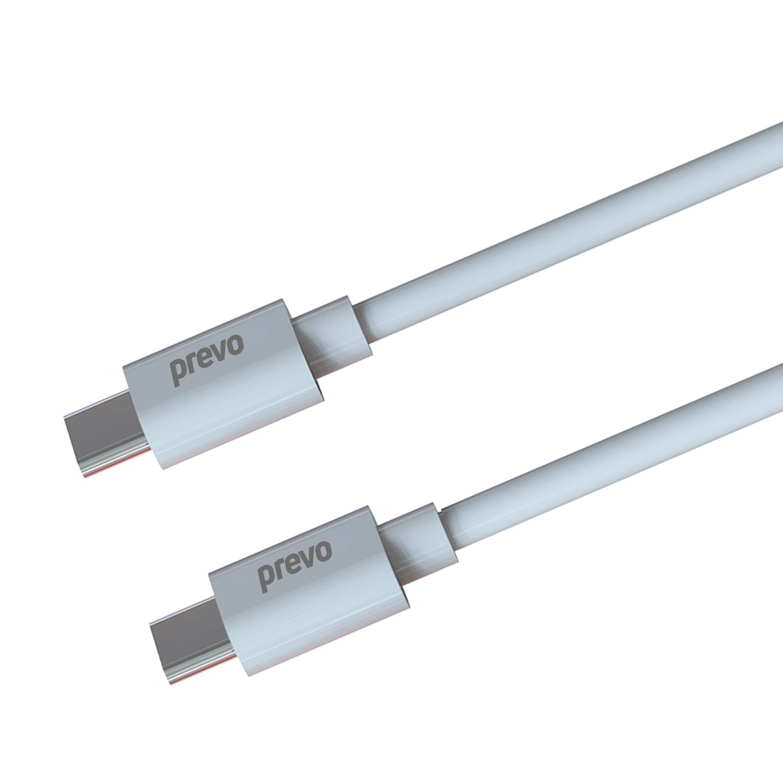 Prevo USB 2.0 60W C to C PVC cable, 20V/3A, 480Mbps, White, Superior Design & Performance, Retail Box Packaging