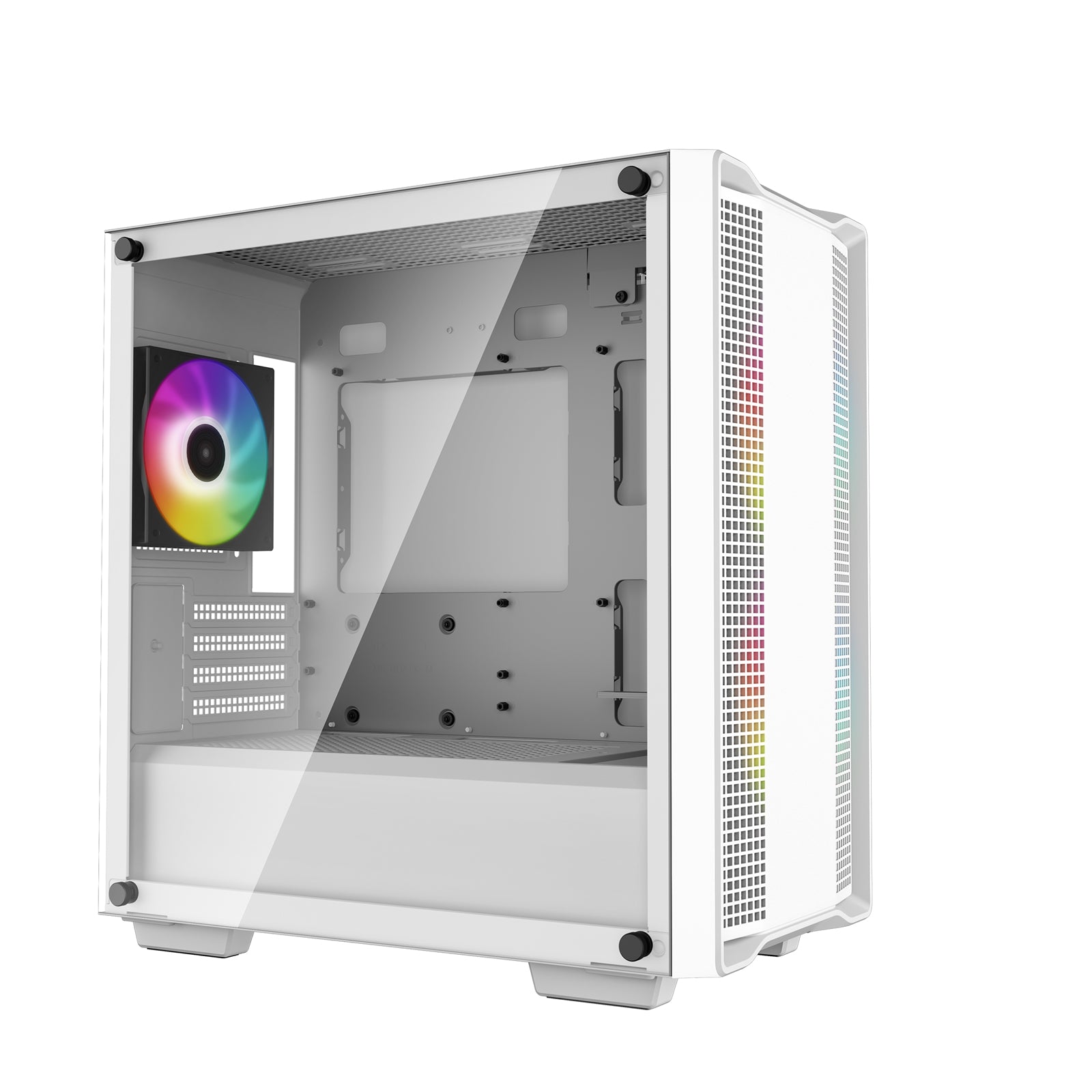 DeepCool CC360 ARGB WH, White, Mini Tower Chassis w/ Tempered Glass Window, 3x 120mm ARGB Fans, USB 3.0, mATX/mITX