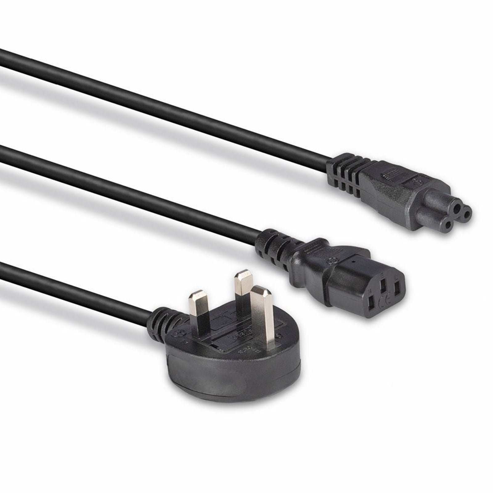 Lindy 30374 2.5m UK 3 Pin Plug To IEC C13 (Kettle) & IEC C5 (Clover) 10 Amp Mains Splitter Extension Cable - Black