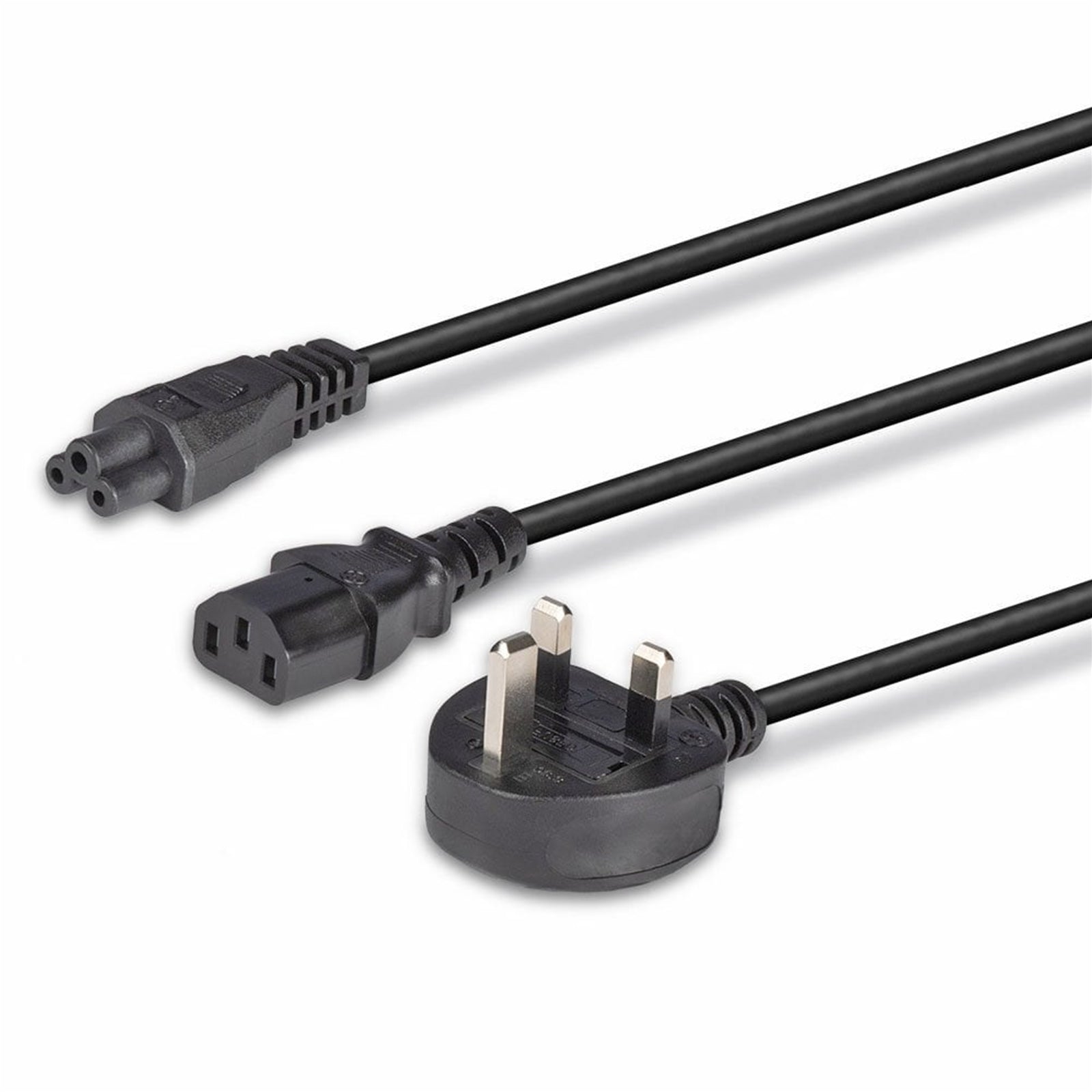 Lindy 30374 2.5m UK 3 Pin Plug To IEC C13 (Kettle) & IEC C5 (Clover) 10 Amp Mains Splitter Extension Cable - Black