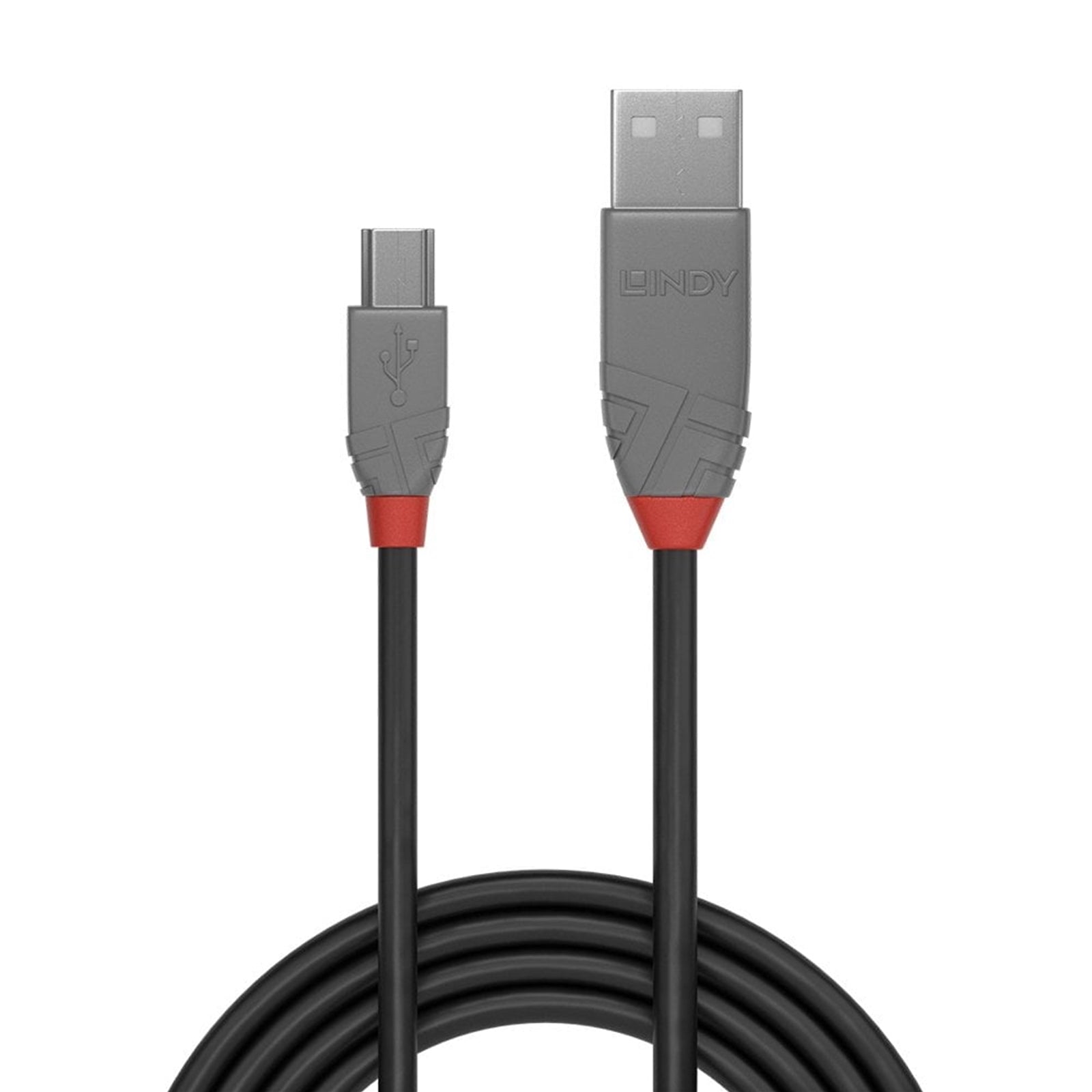 Lindy 36725 5m USB-A (M) 2.0 To USB Mini-B (M) 2.0 Anthra Line 480Mbps Cable - Black